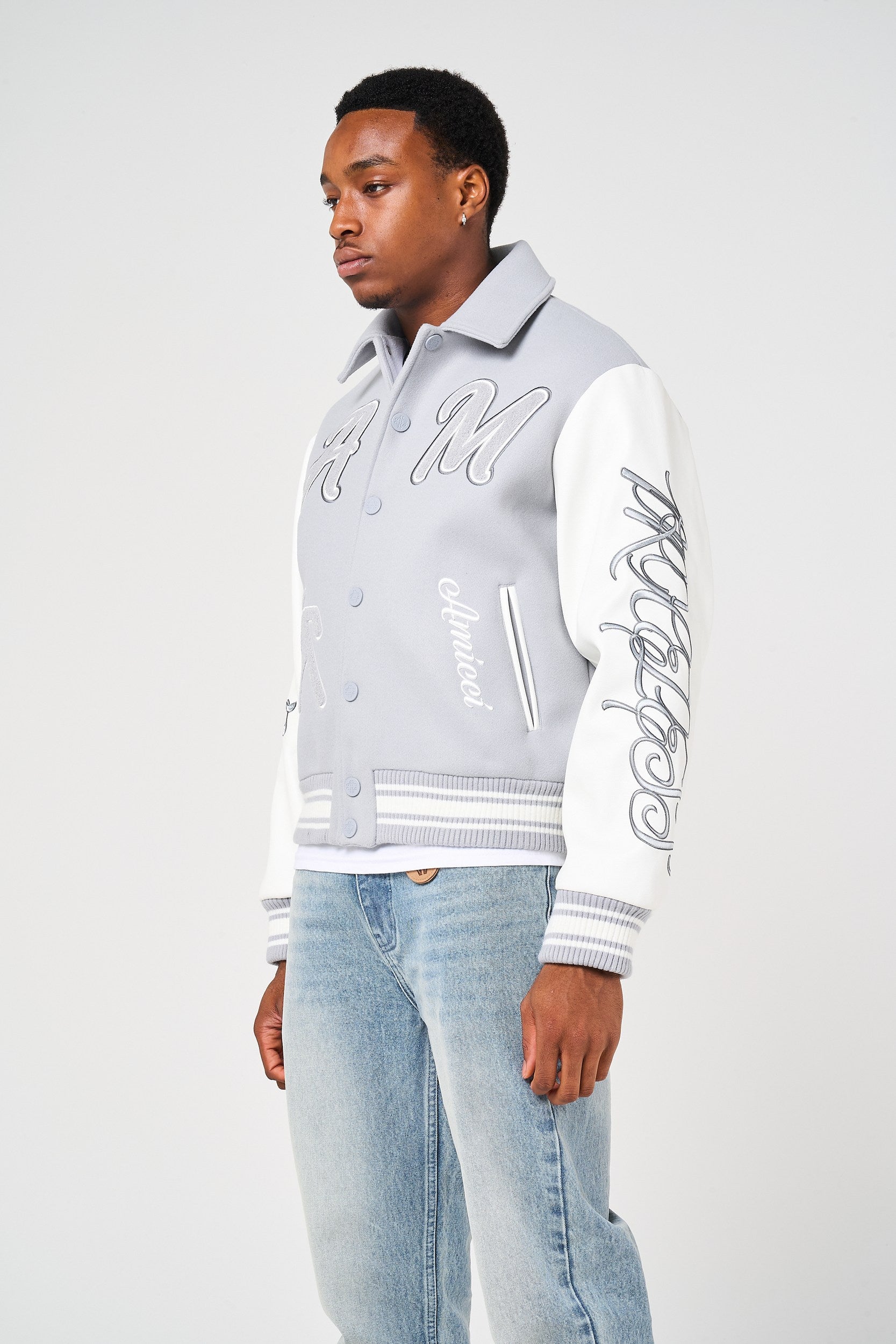 Amicci スタジャン Lサイズ Lusso Grijze Varsity Jas – Amicci