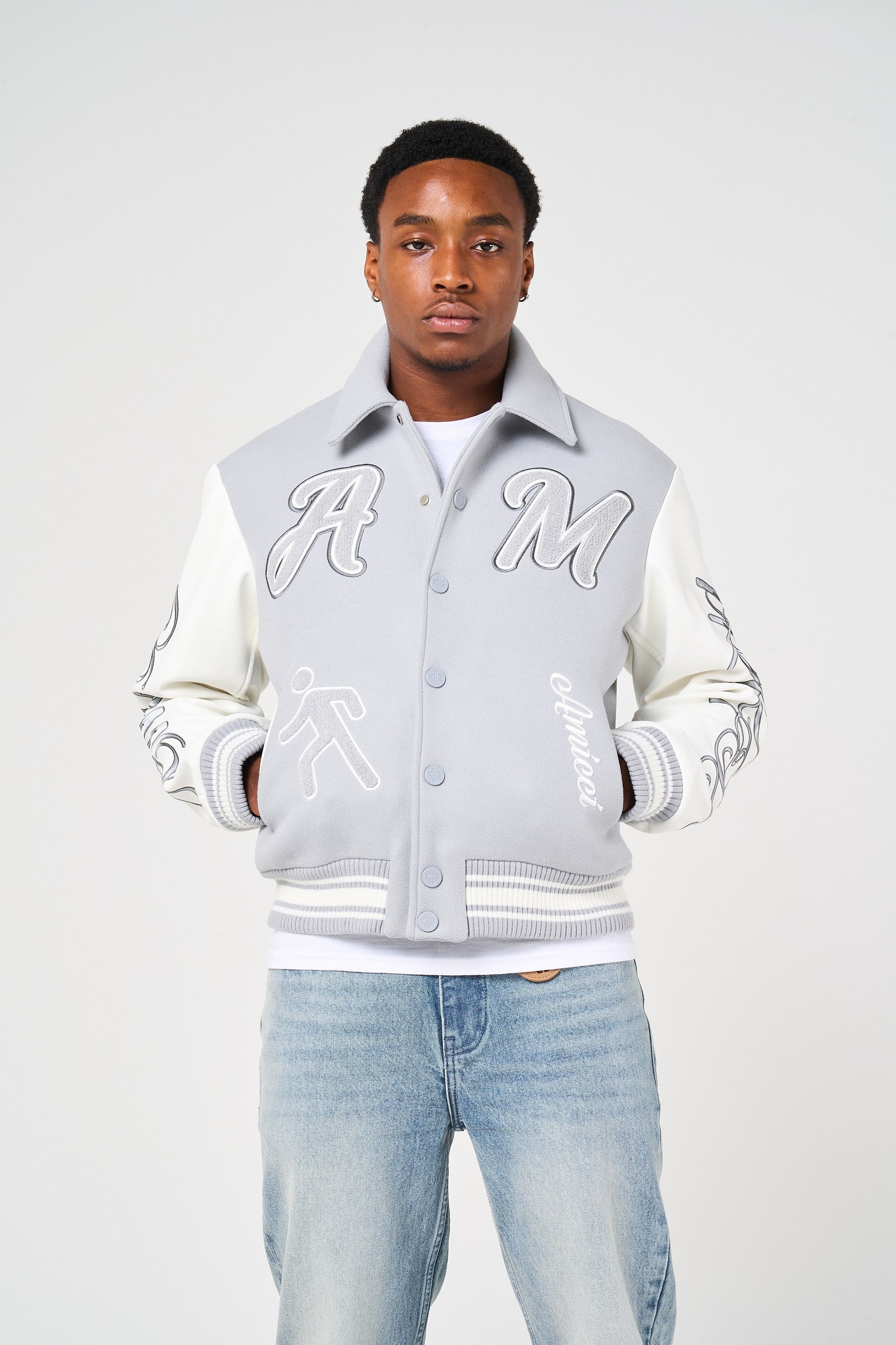 Lusso Grey Varsity Jacket