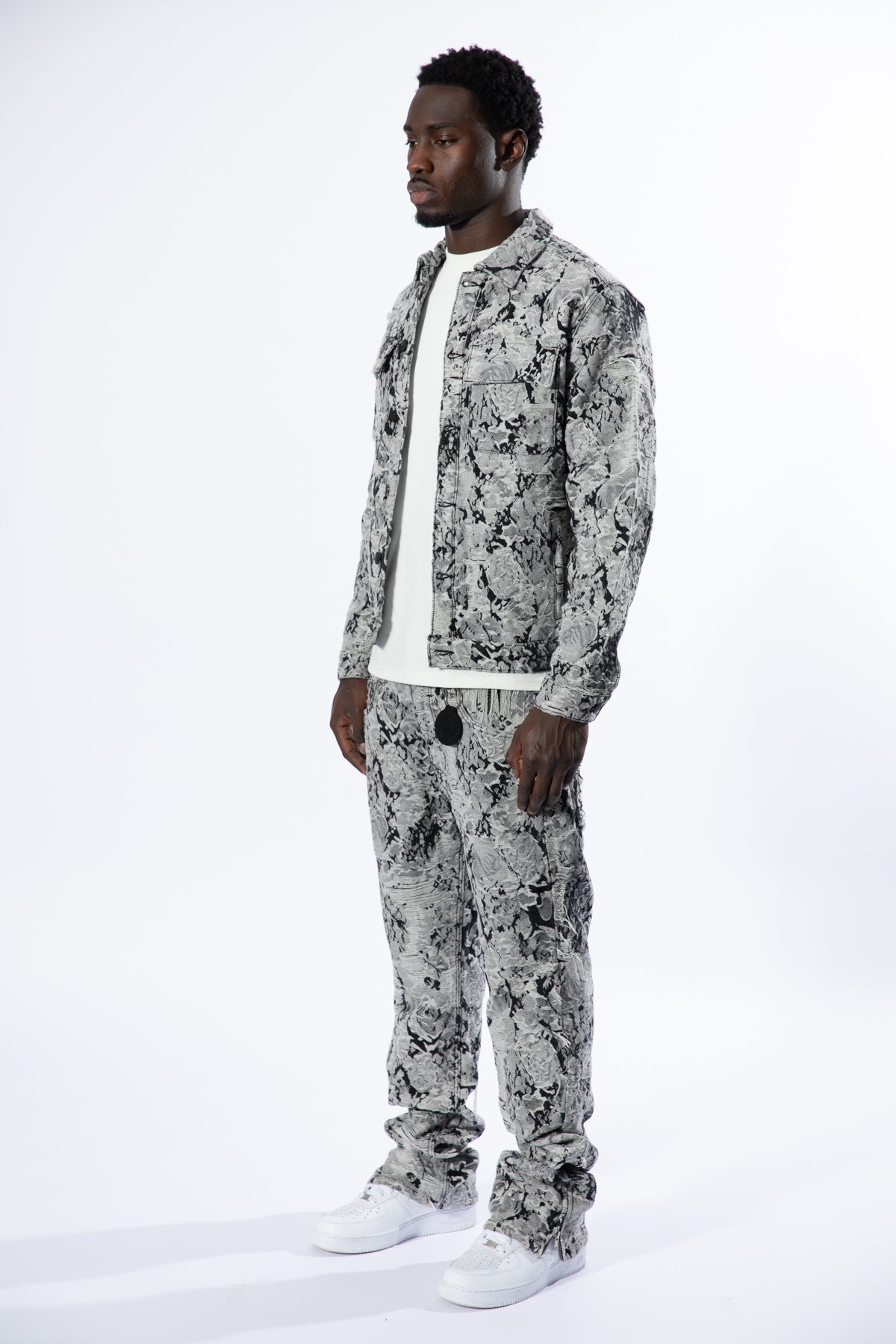 Amelio Jean en Denim Jacquard Noir