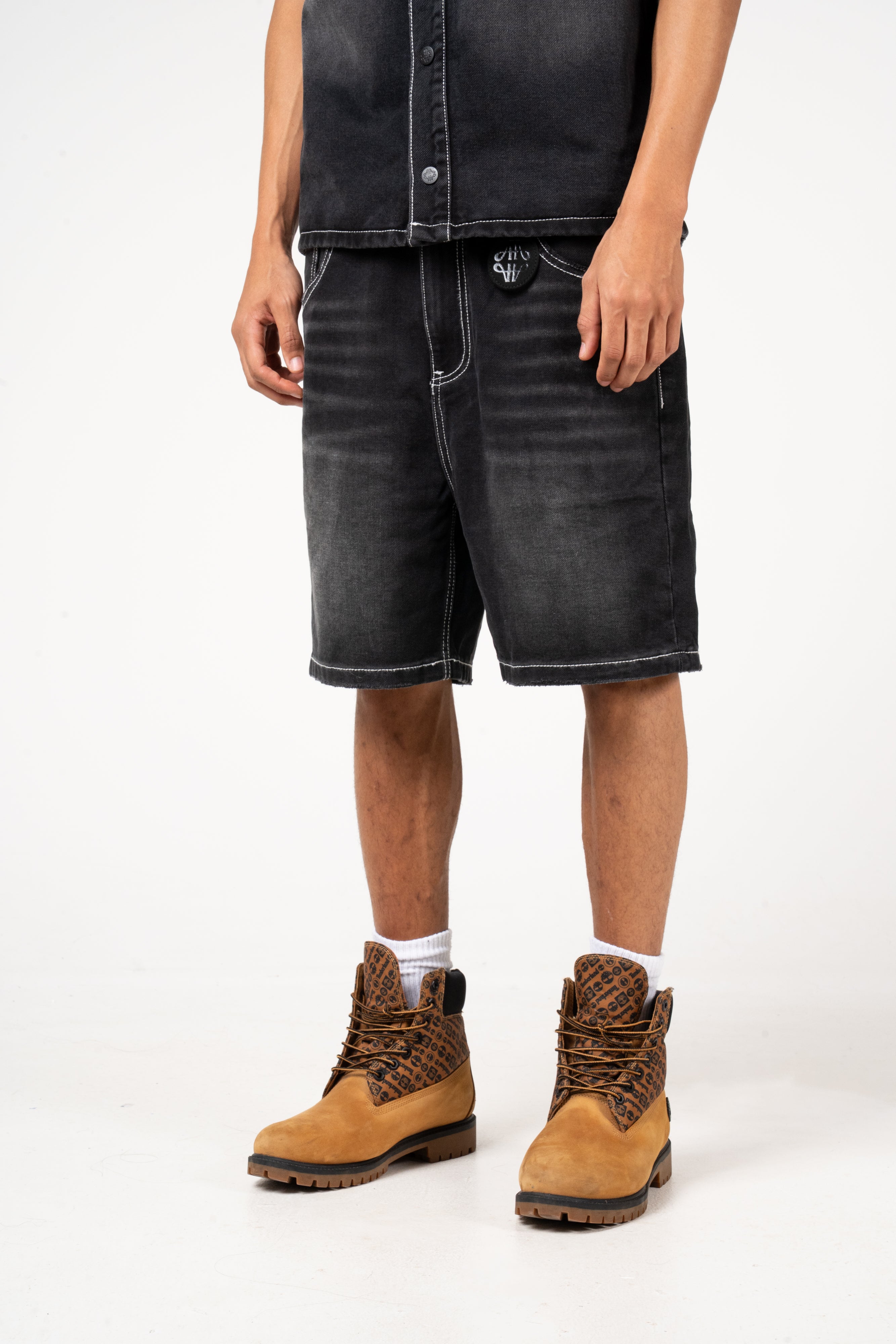 Keshi Denim Short Set Zwart