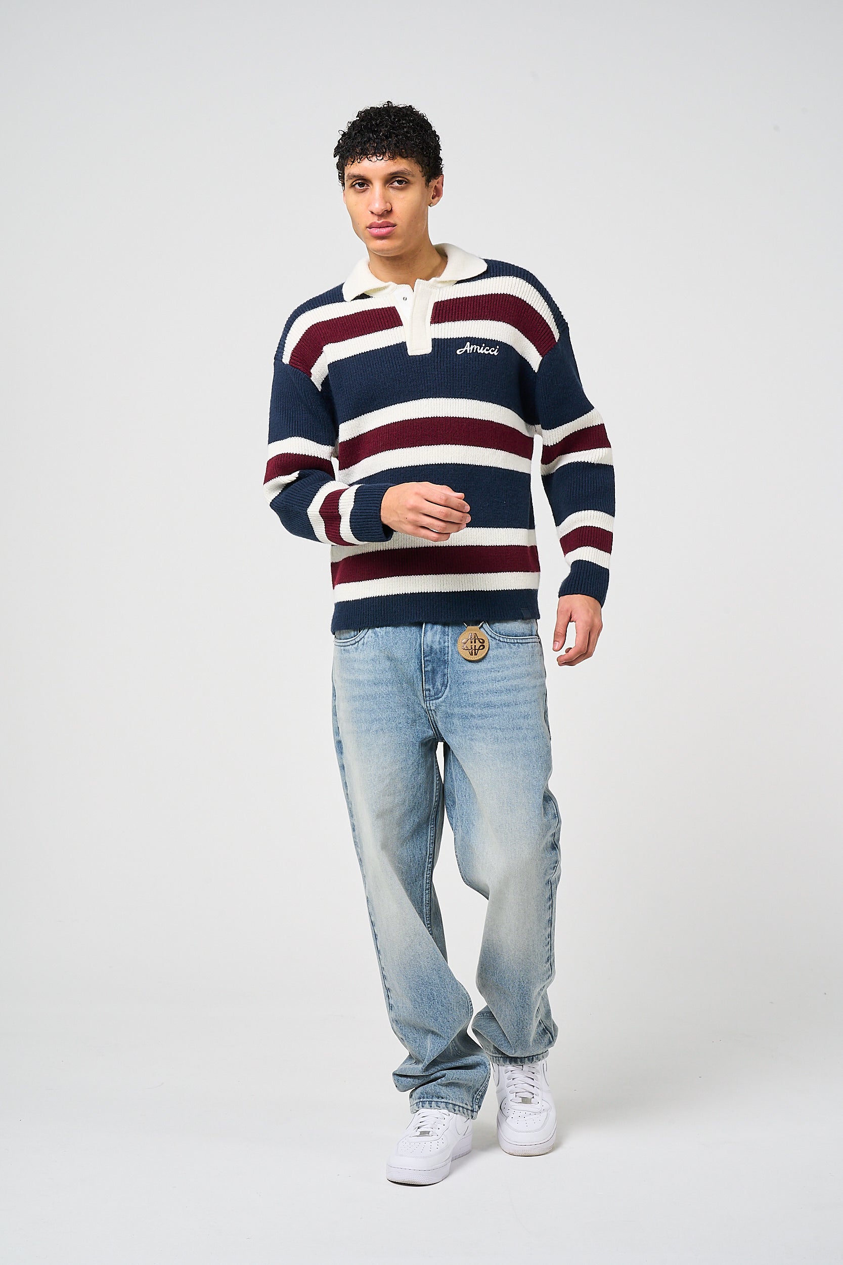 Awing Striped Knitted Sweatshirt
