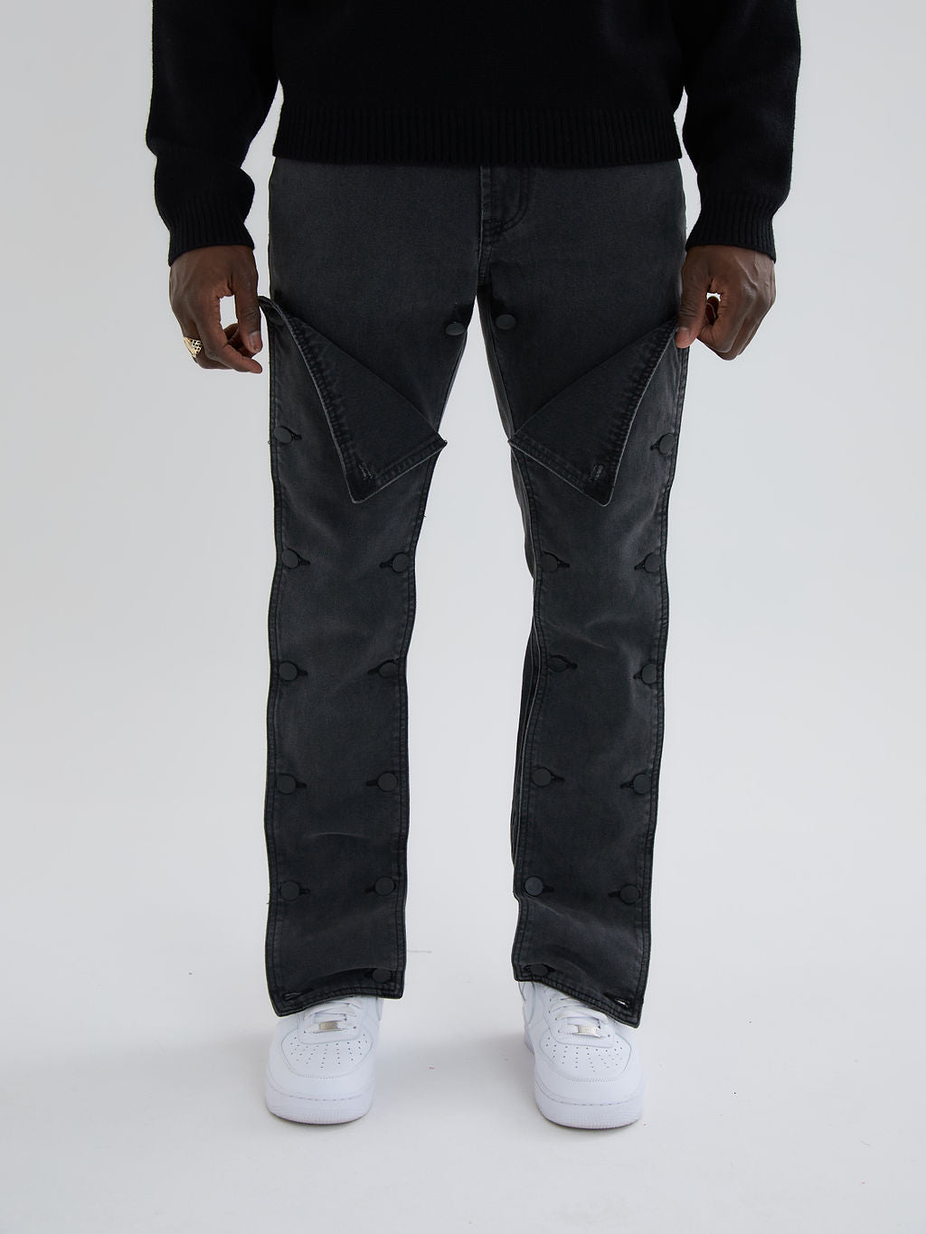 Knox Black Washed Panelled Jean