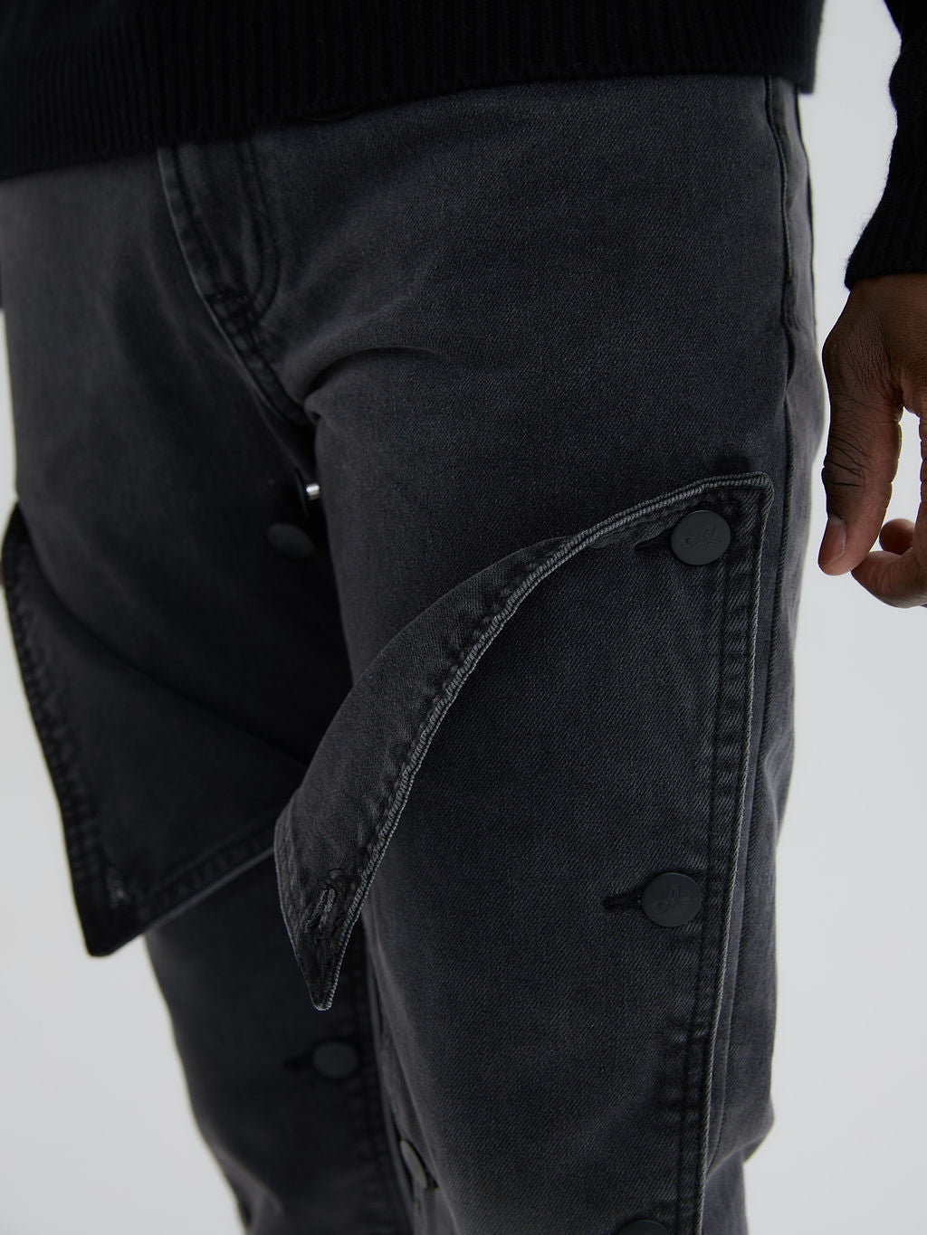 Knox Black Washed Panelled Jean