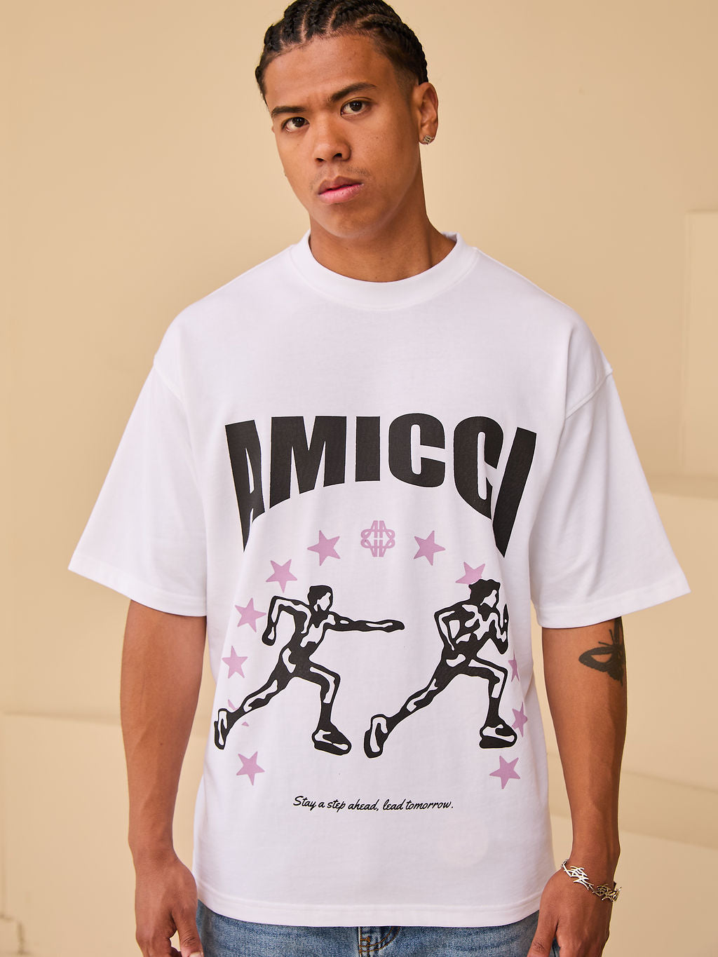 Richting Wit Grafisch T-shirt