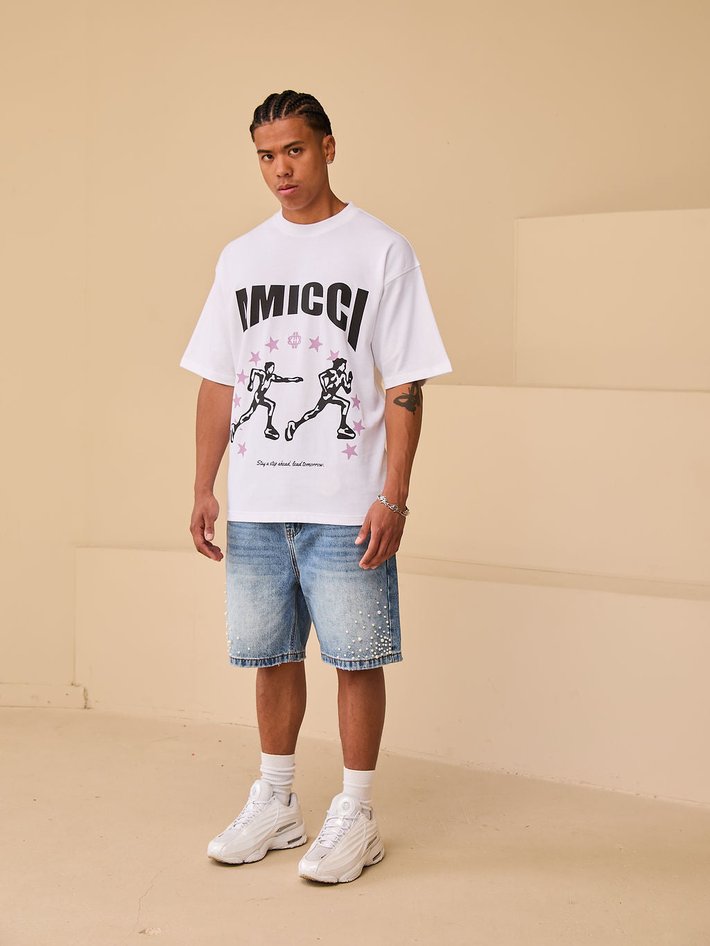 Richting Wit Grafisch T-shirt