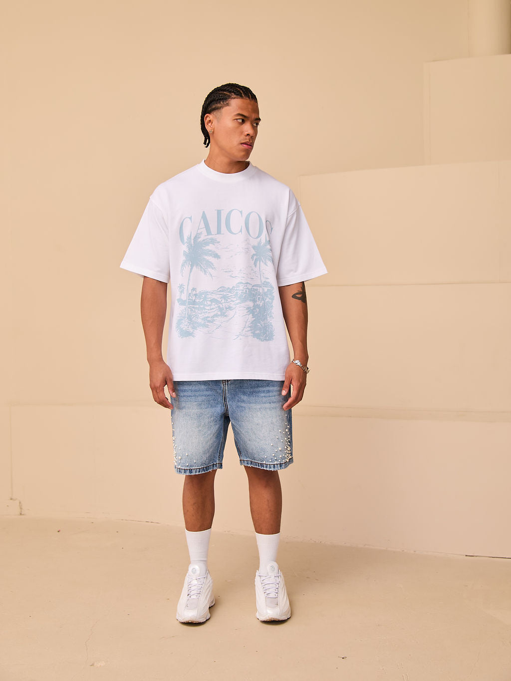 Caicos White Graphic T Shirt