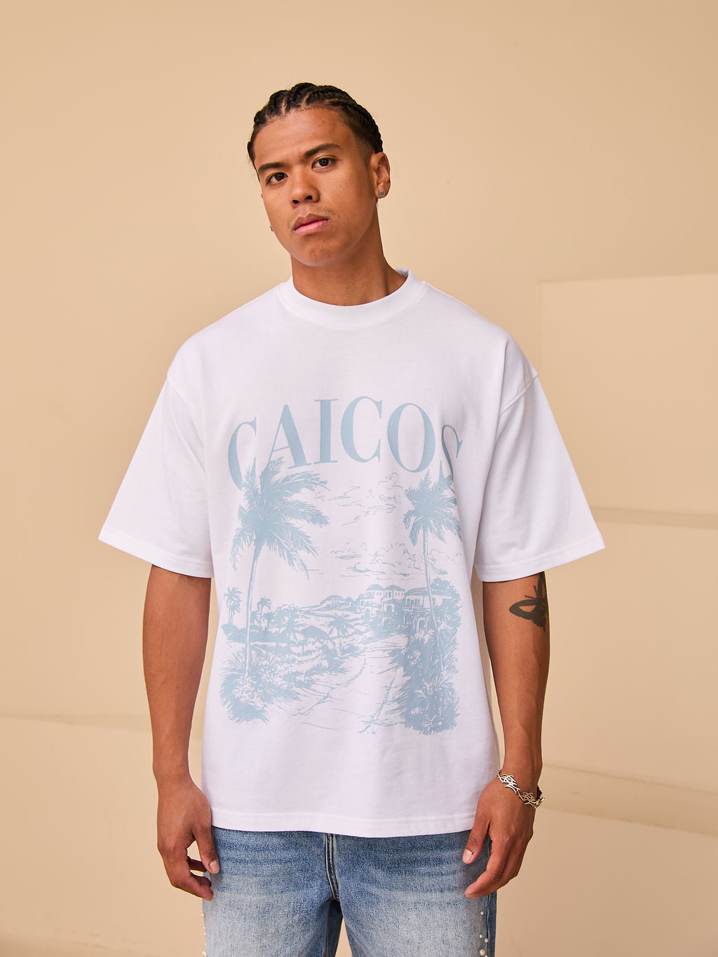 Caicos White Graphic T Shirt