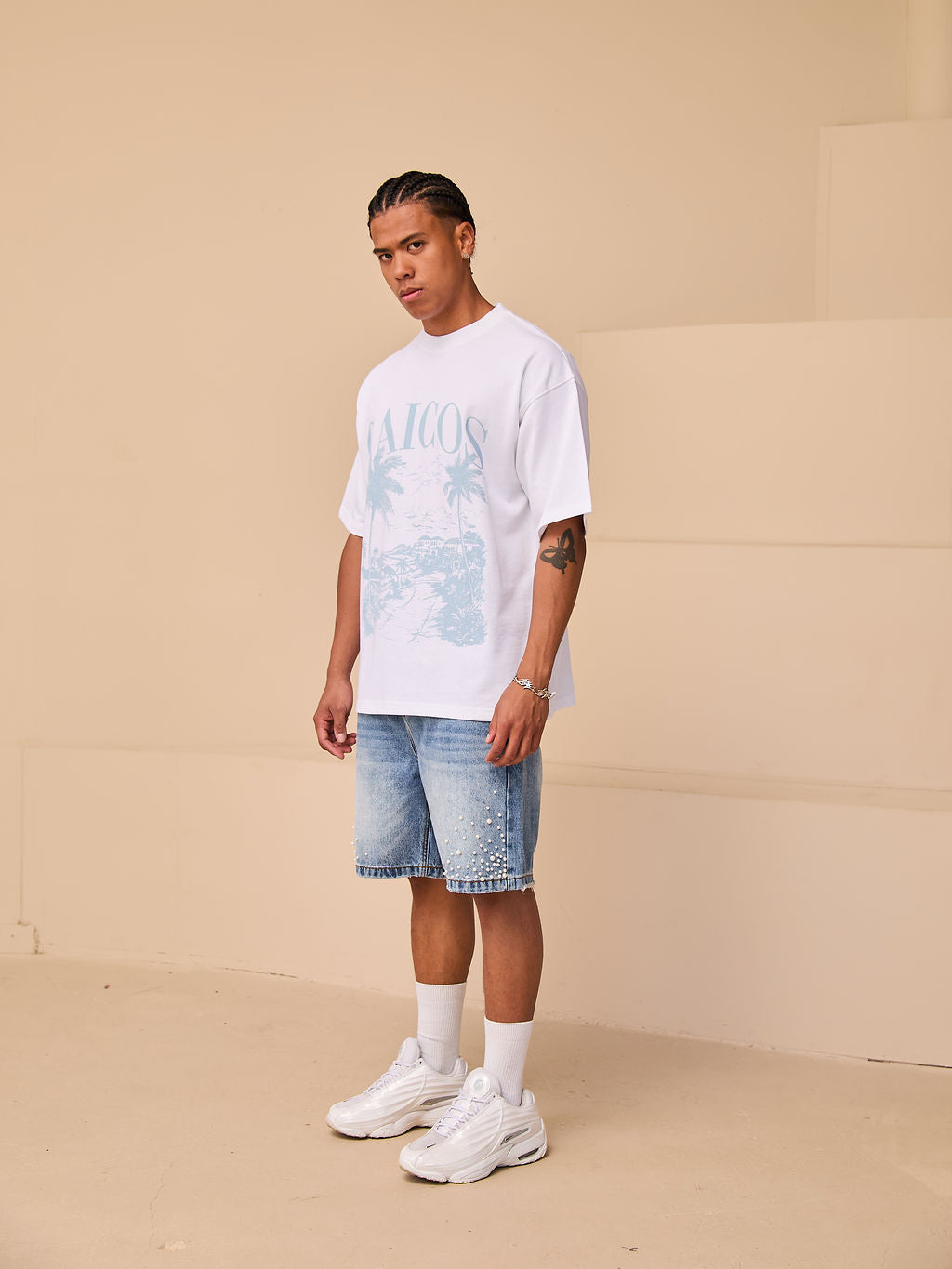 Caicos White Graphic T Shirt