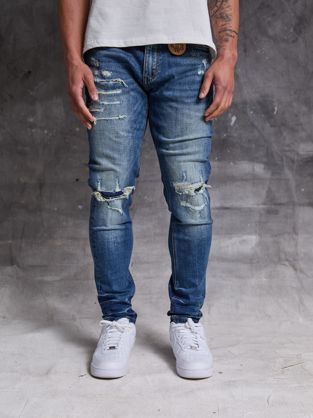Alonzo Mid Blue Skinny Jeans