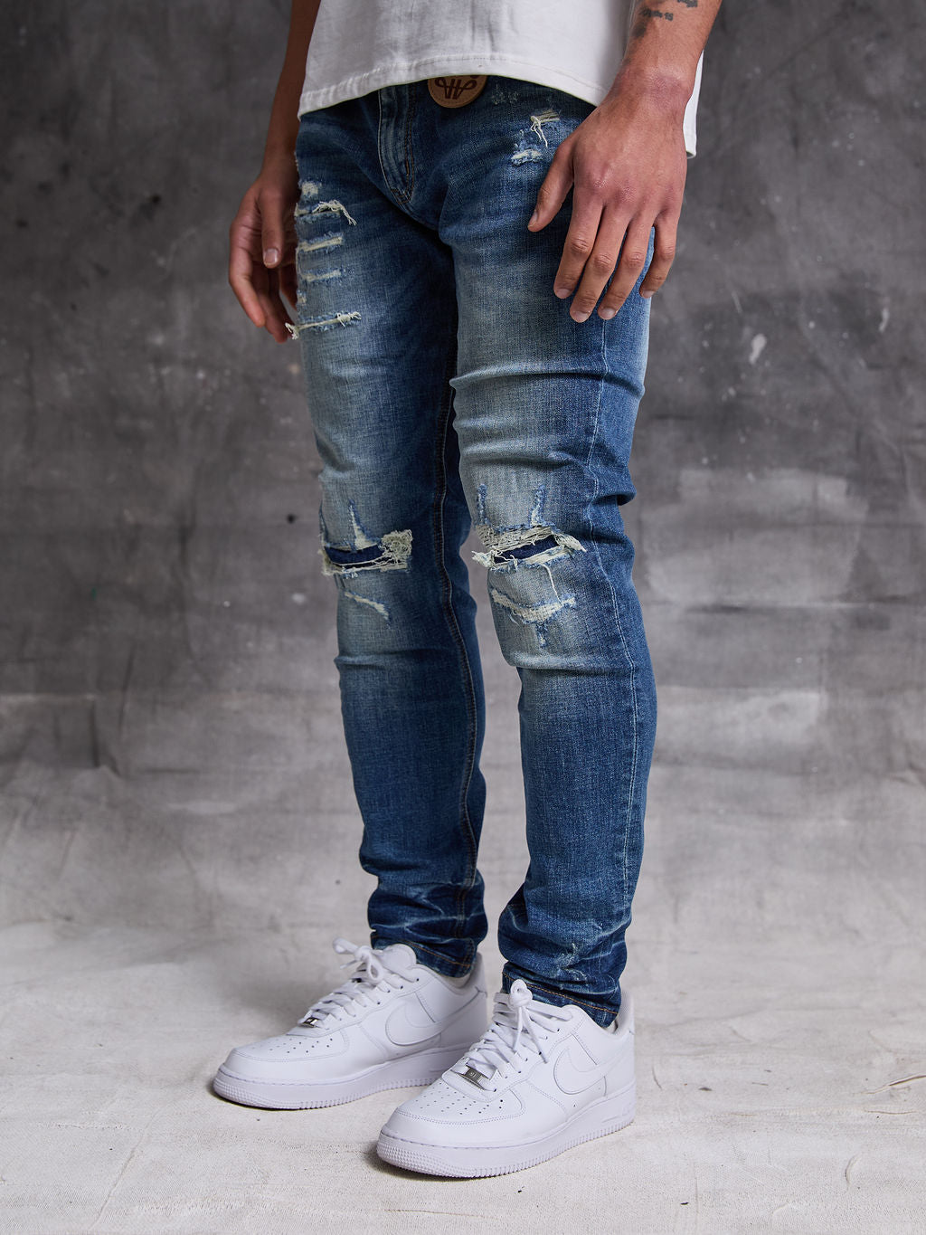 Alonzo Mid Blue Skinny Jeans