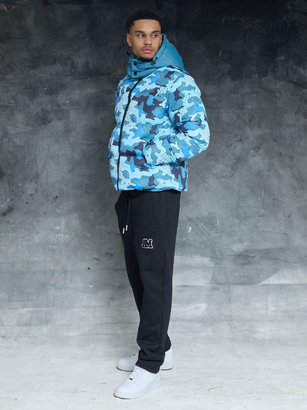 Donte Blau Camouflage Puffer Jacket
