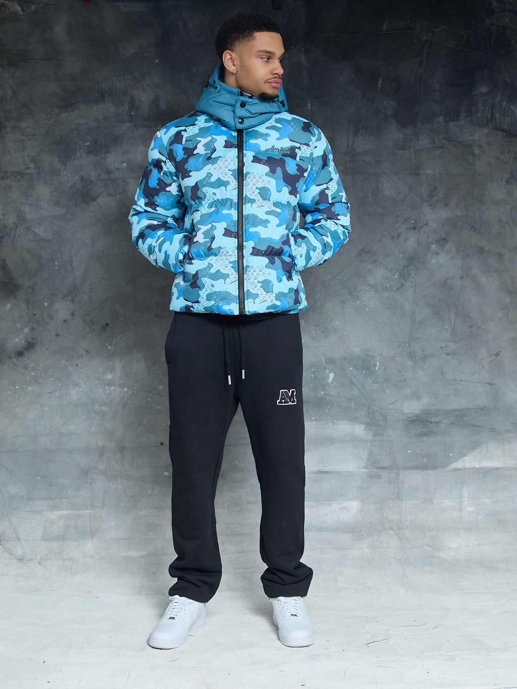 Donte Blau Camouflage Puffer Jacket