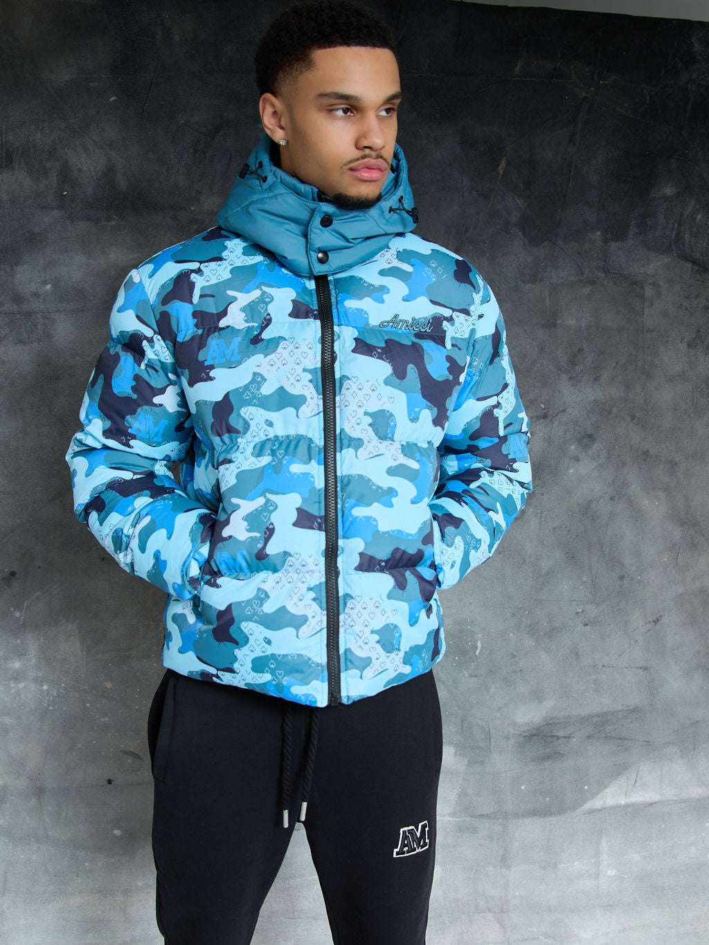 Donte Blau Camouflage Puffer Jacket