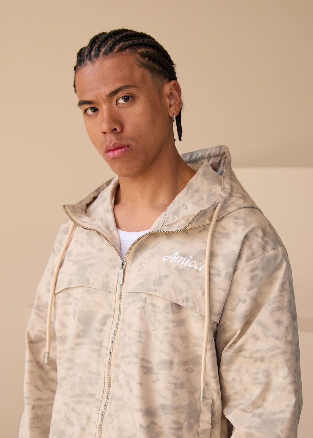 Veste coupe-vent à motif Almeria Beige