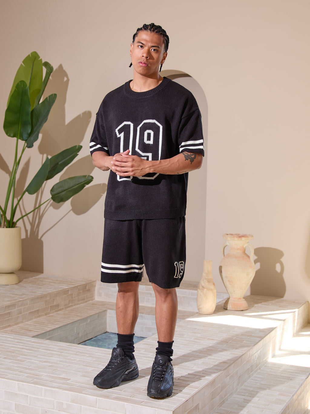 T-shirt en jersey tricoté Nantes Noir