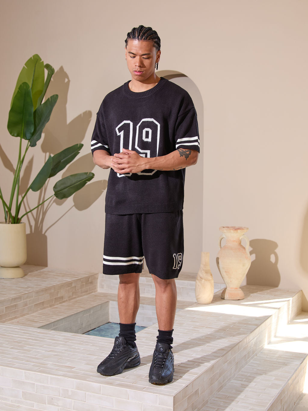 T-shirt en jersey tricoté Nantes Noir