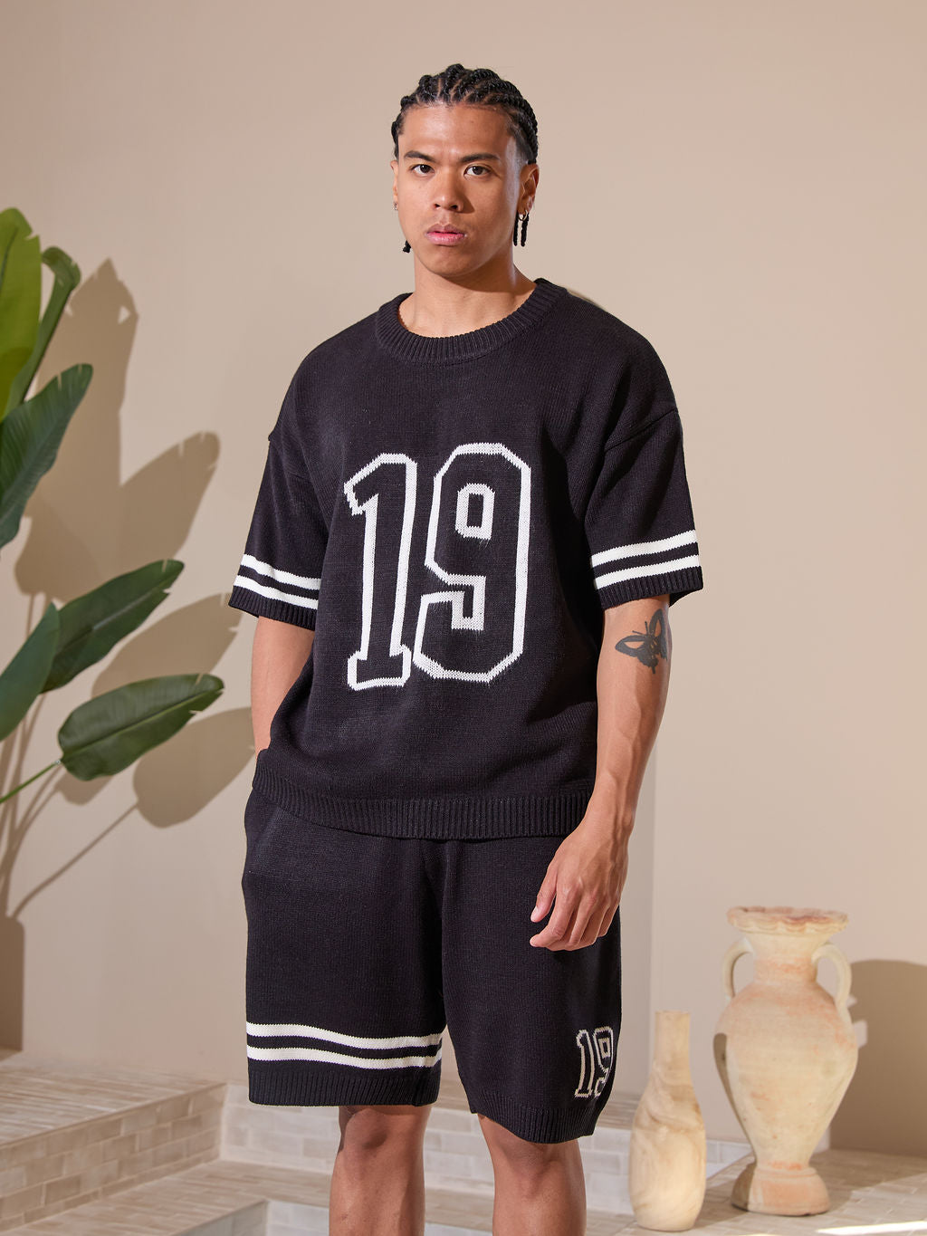 T-shirt en jersey tricoté Nantes Noir