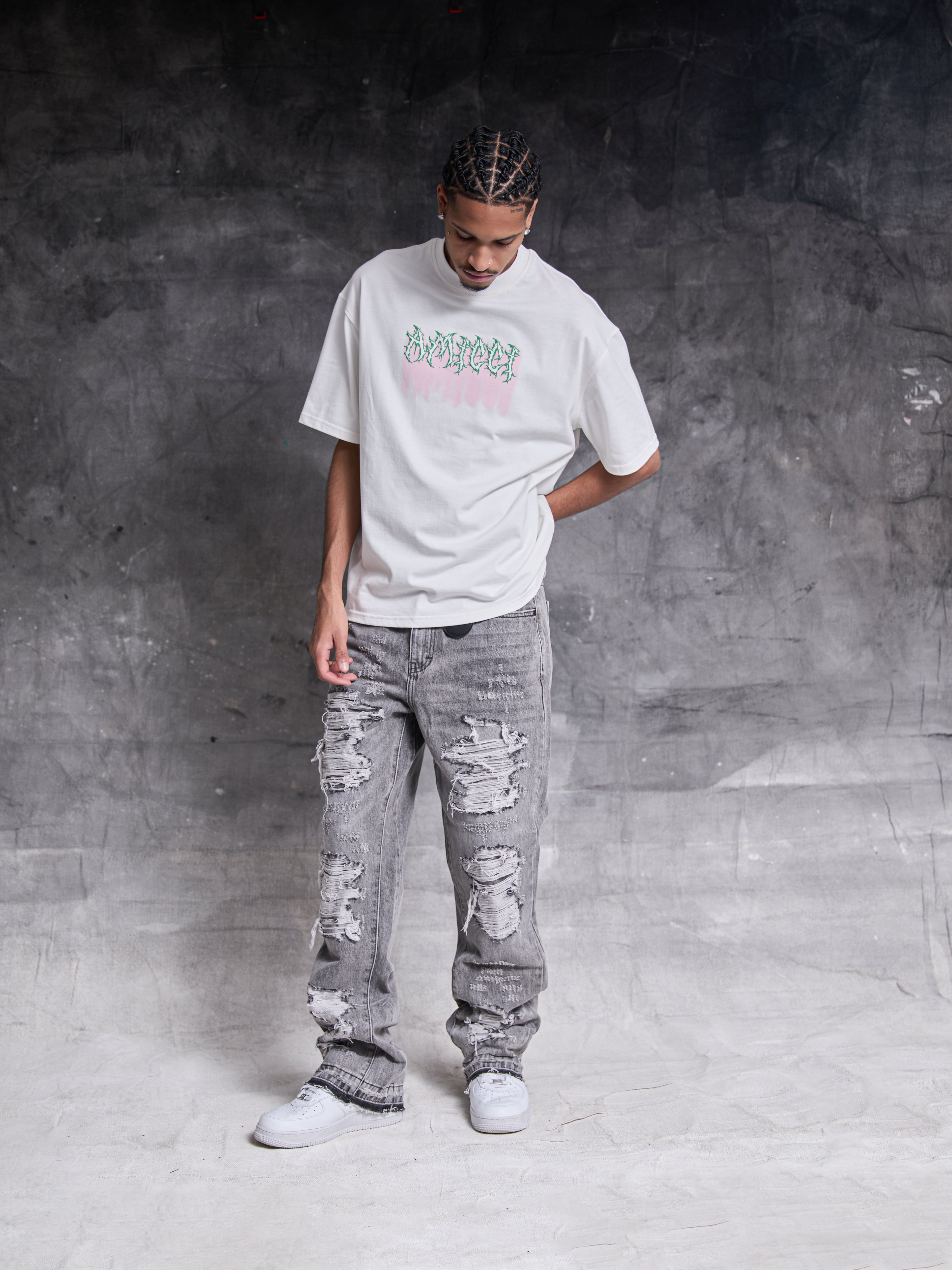 Jean en denim lavé gris Sarrona