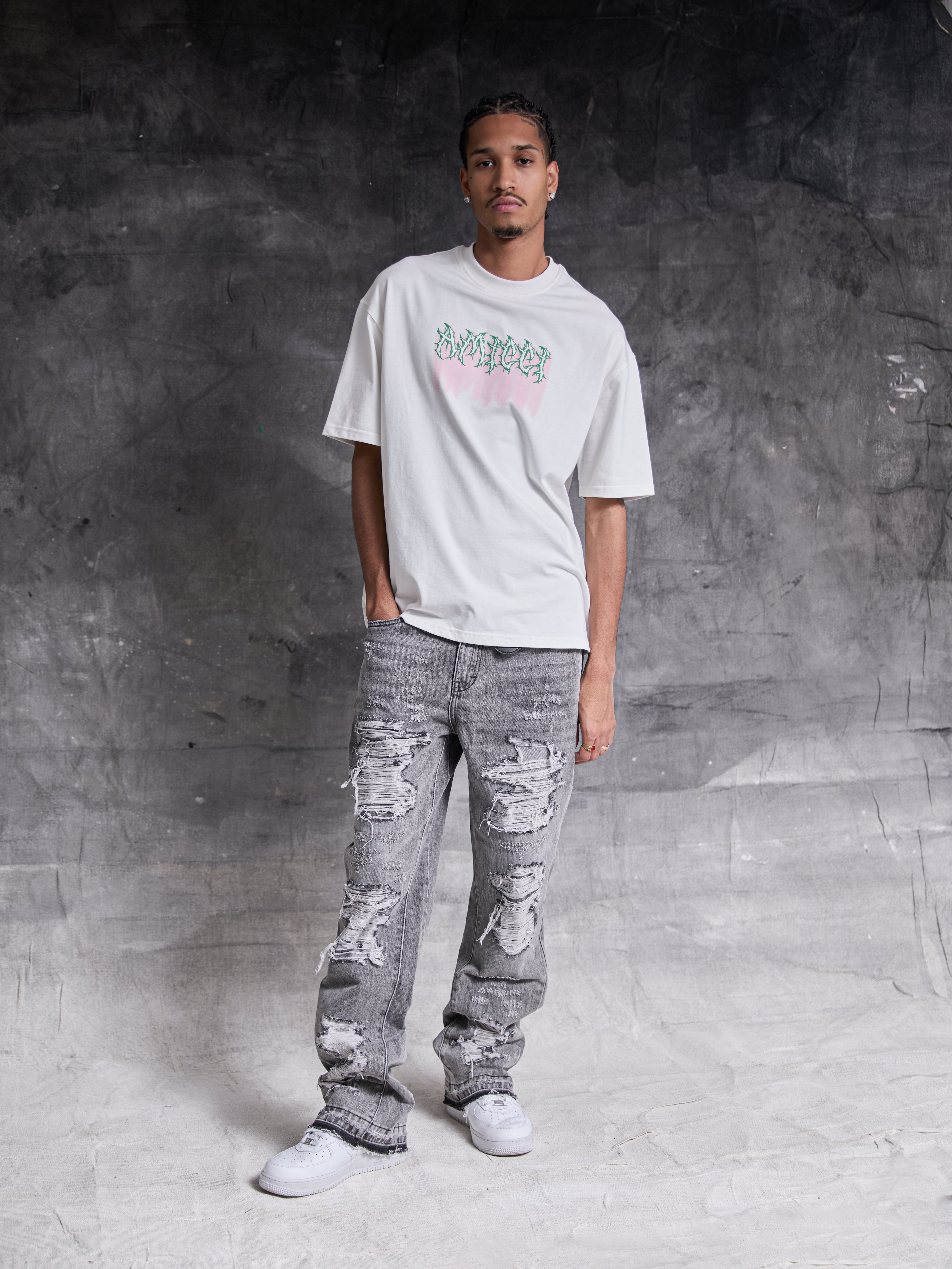 Jean en denim lavé gris Sarrona