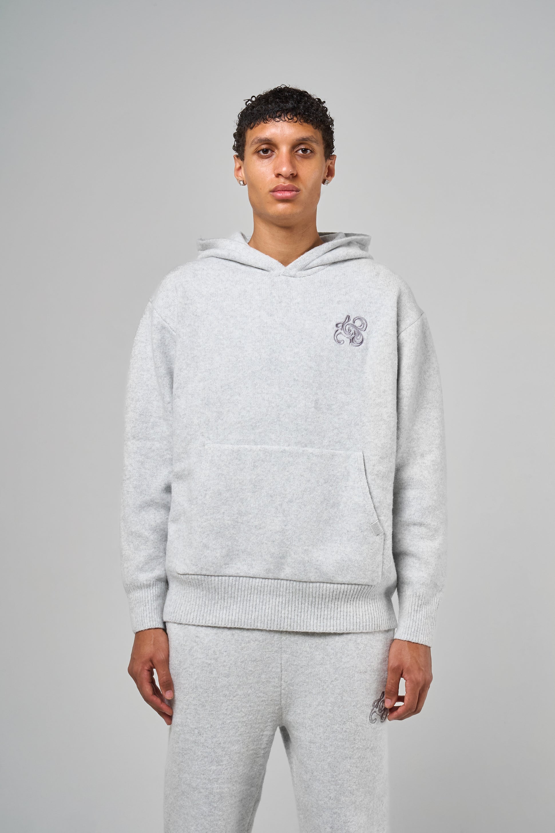 Amos Grey Knitted Hoodie