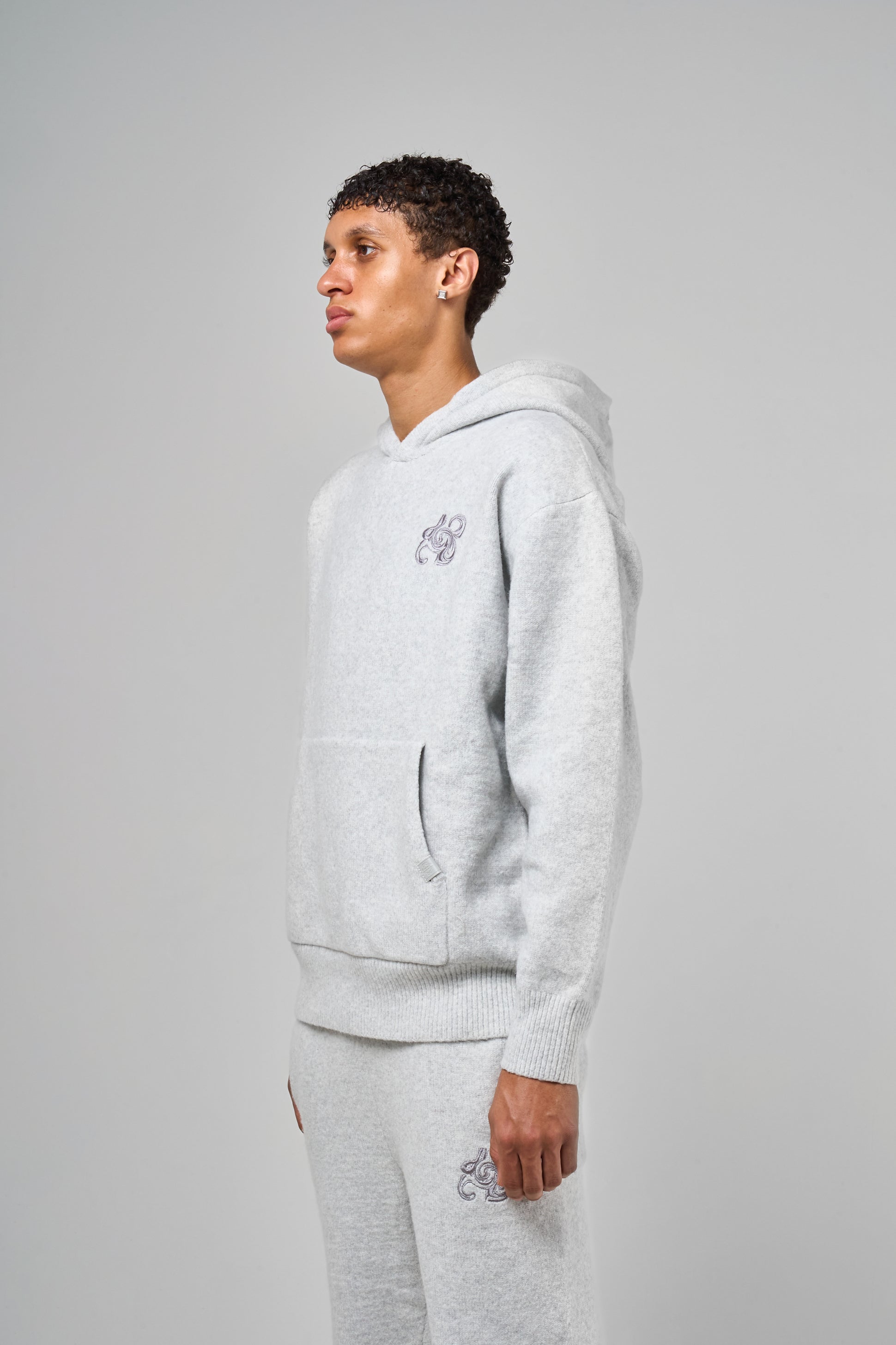 Amos Grey Knitted Hoodie