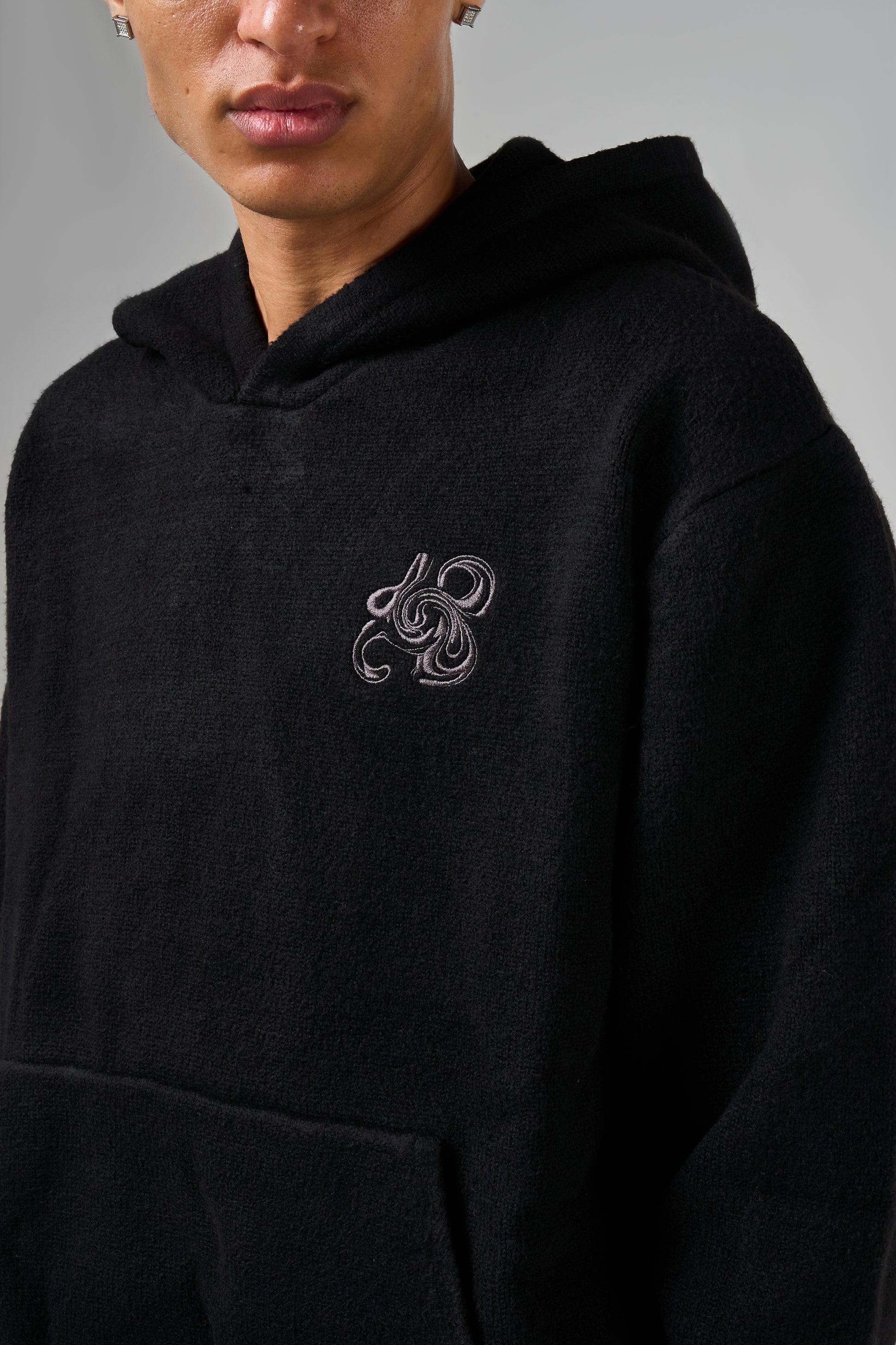 Amos Black Knitted Hoodie