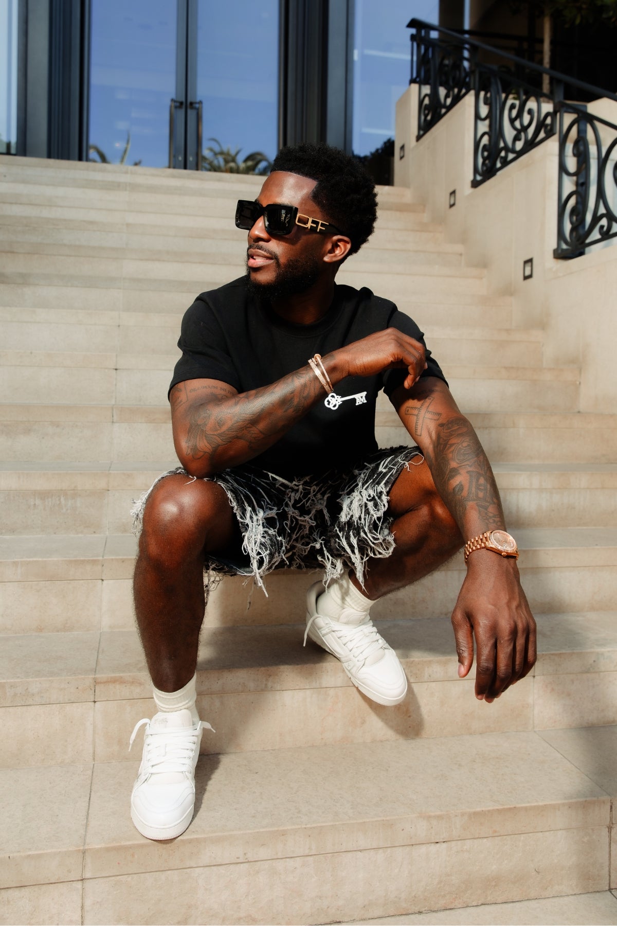 Sassari Versleten Zwarte Denim Shorts