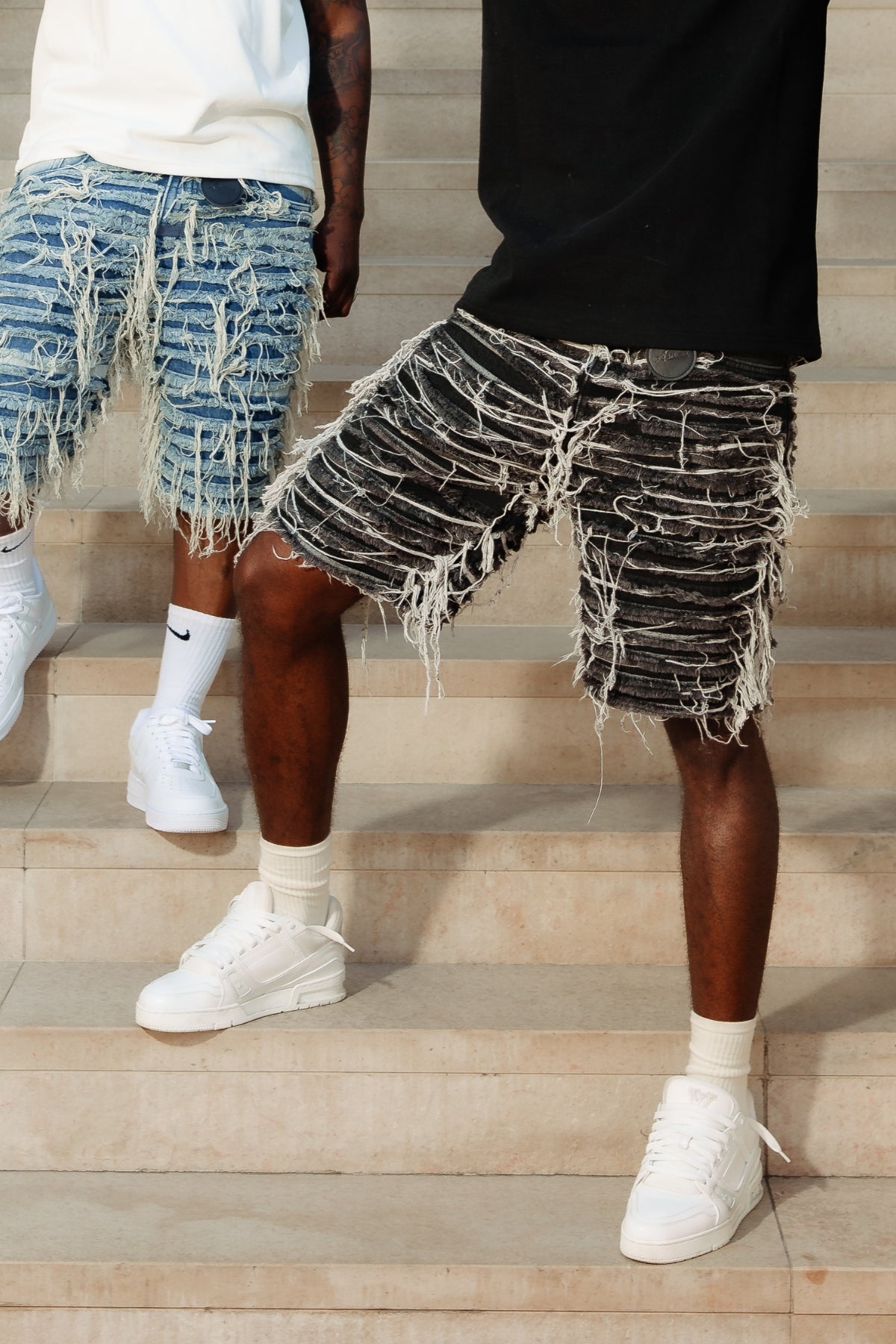 Sassari Versleten Zwarte Denim Shorts