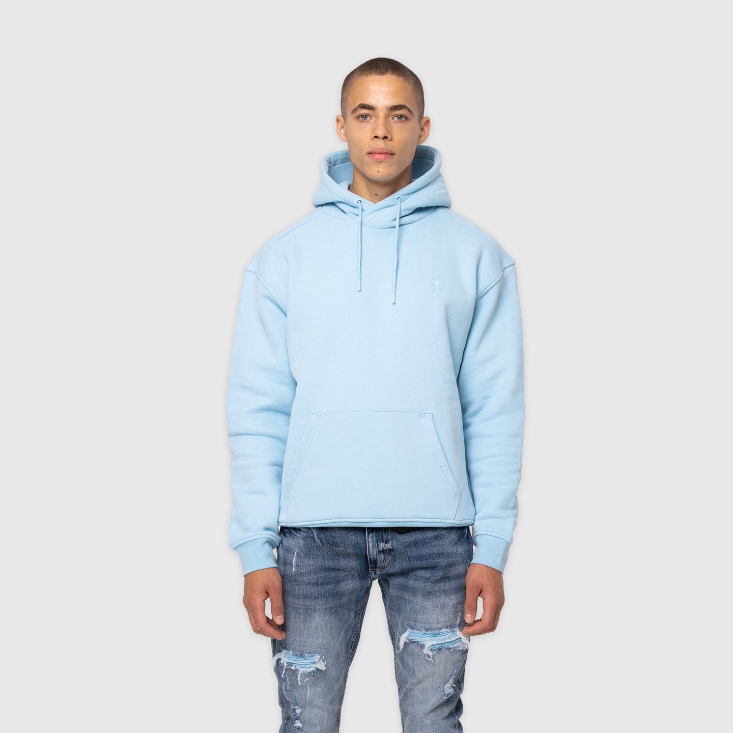 Basic blue hoodie online