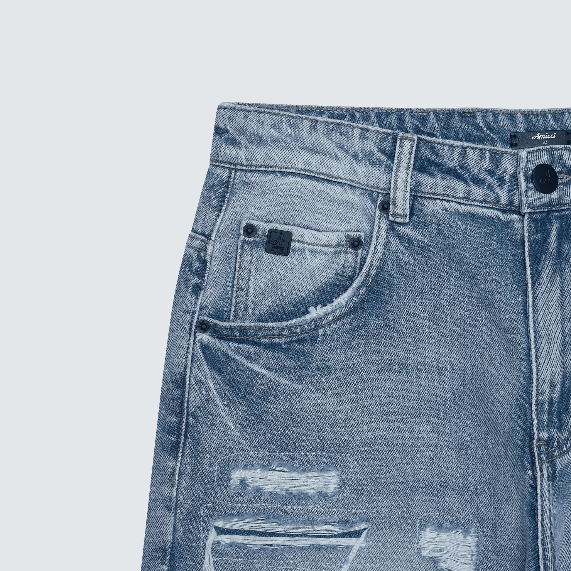Manuel Lichtblauwe Gescheurde Jeans