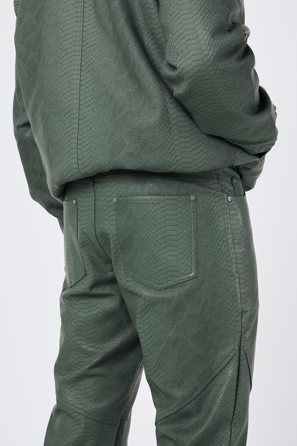 Isandro Khaki Croc Leather Pants