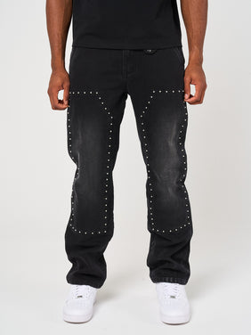 Haulier Black Studded Carpenter Denim