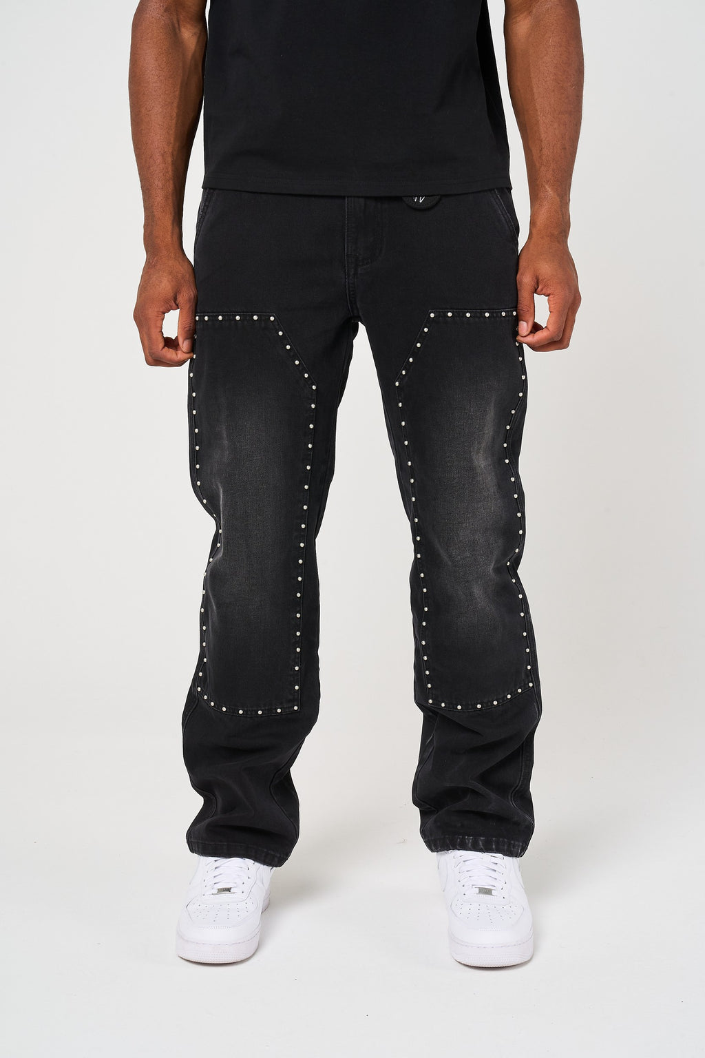 Haulier Black Studded Carpenter Denim