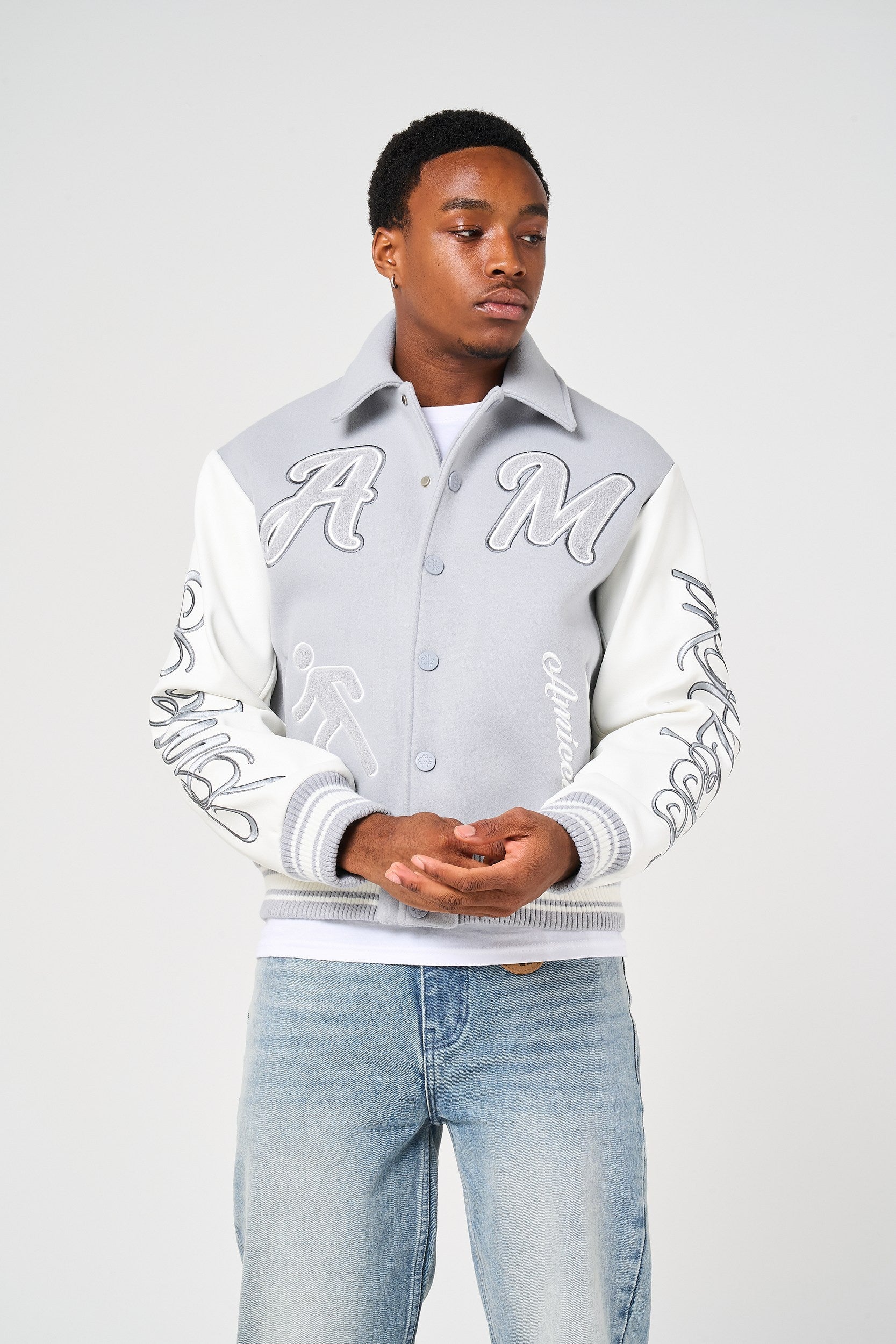 Lusso Grey Varsity Jacket