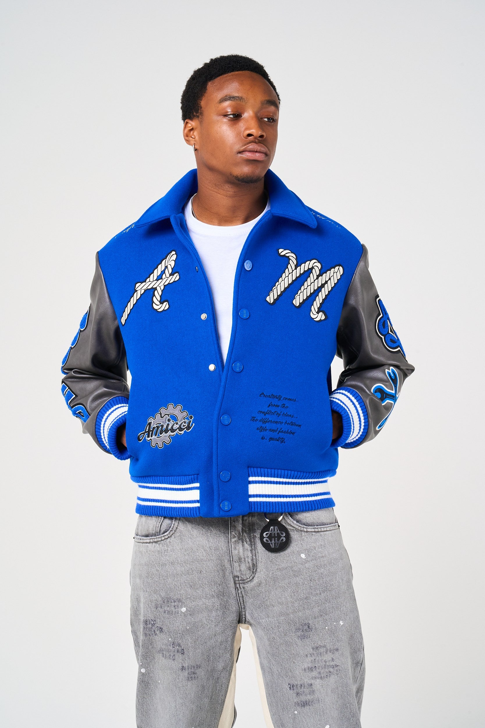 Taras Navy Varsity Jacket