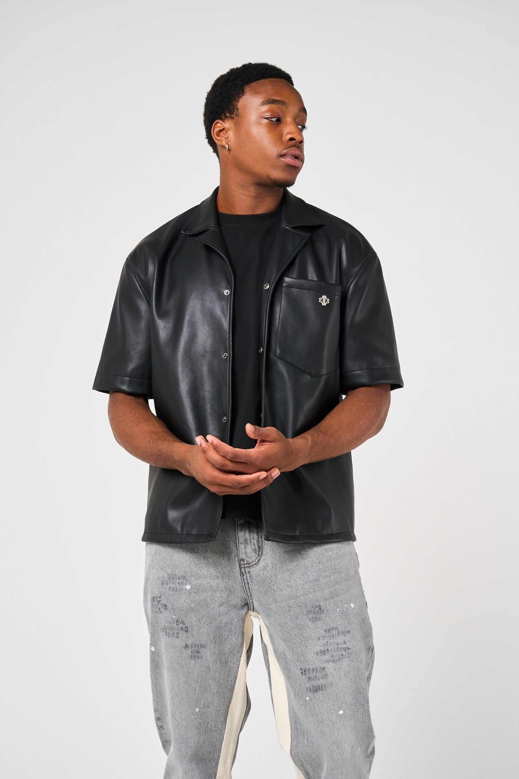 Drīver Leather Overshirt Black