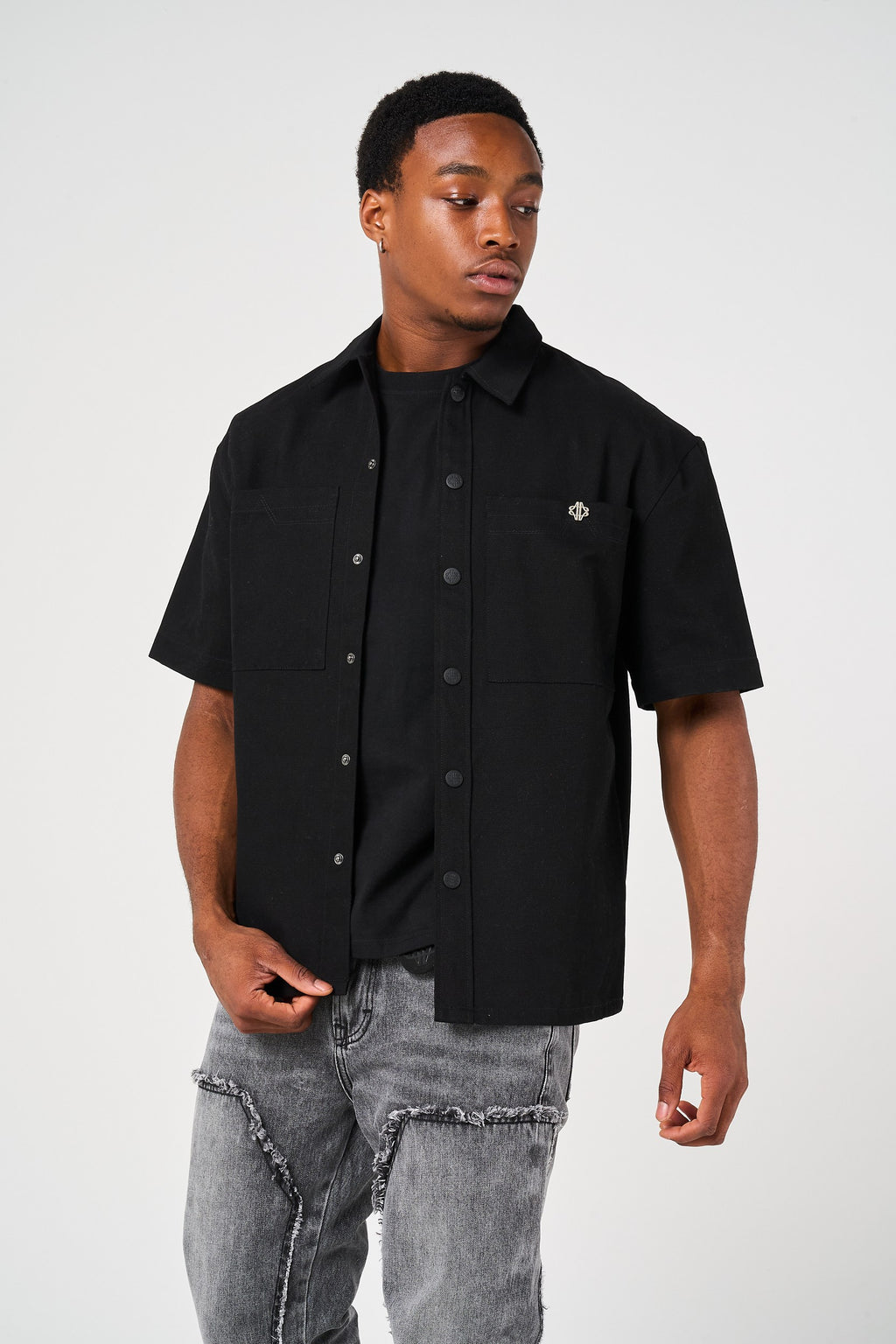 Blaise Cotton Twill Black Shirt