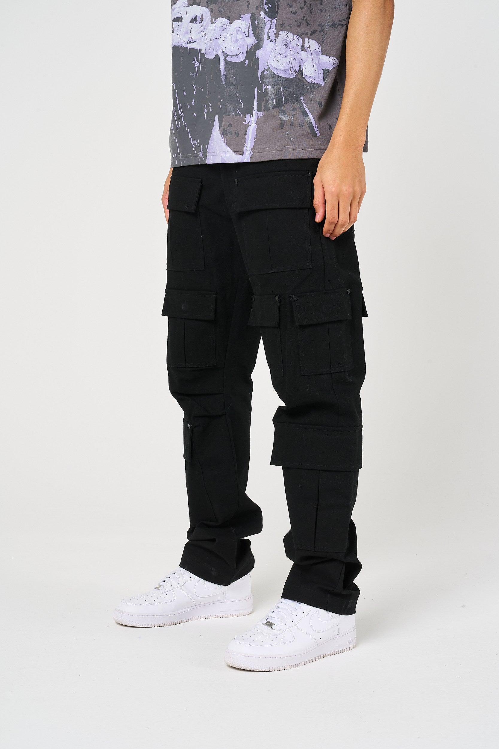 Terron Black Cotton Twill Pants