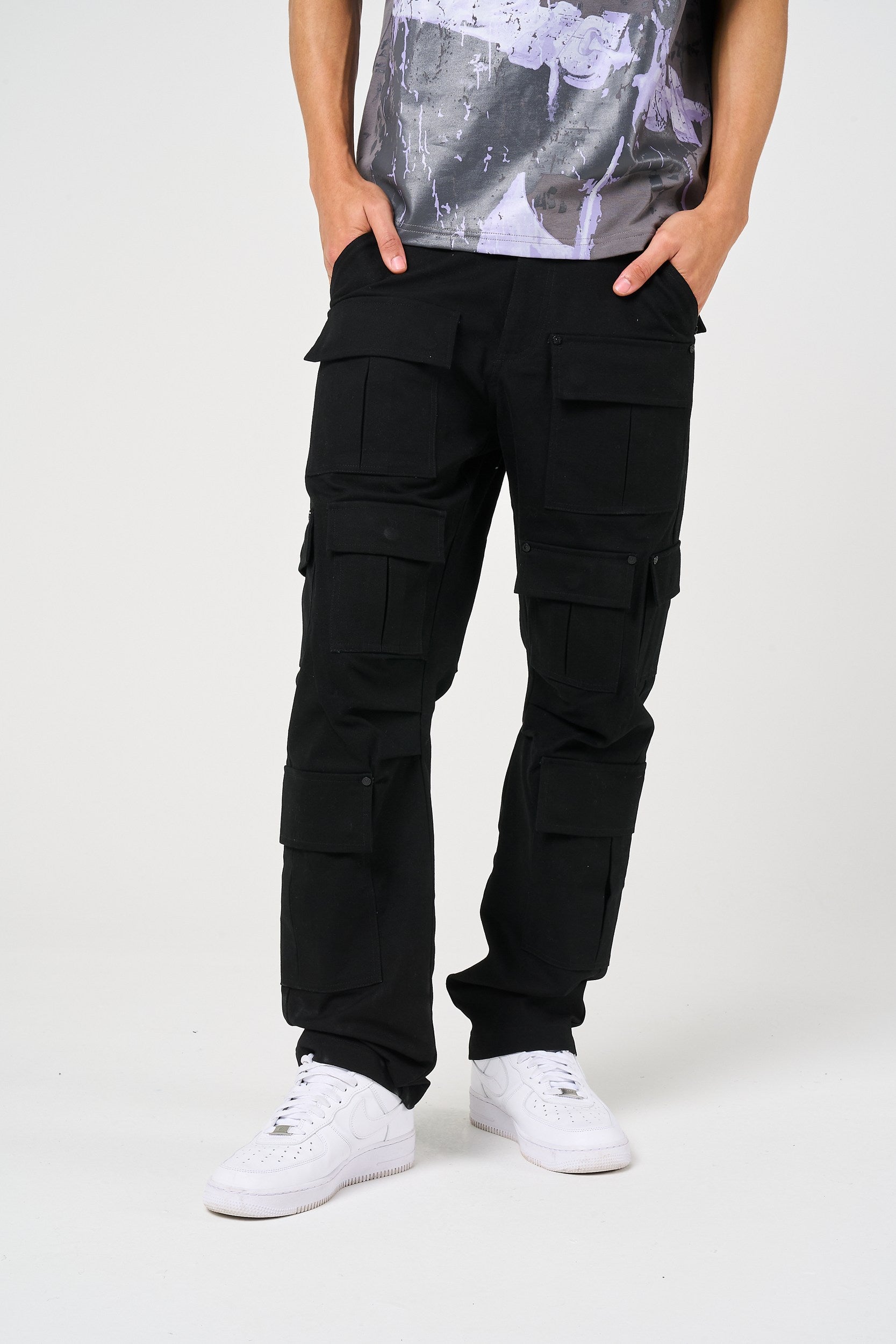 Terron Black Cotton Twill Pants