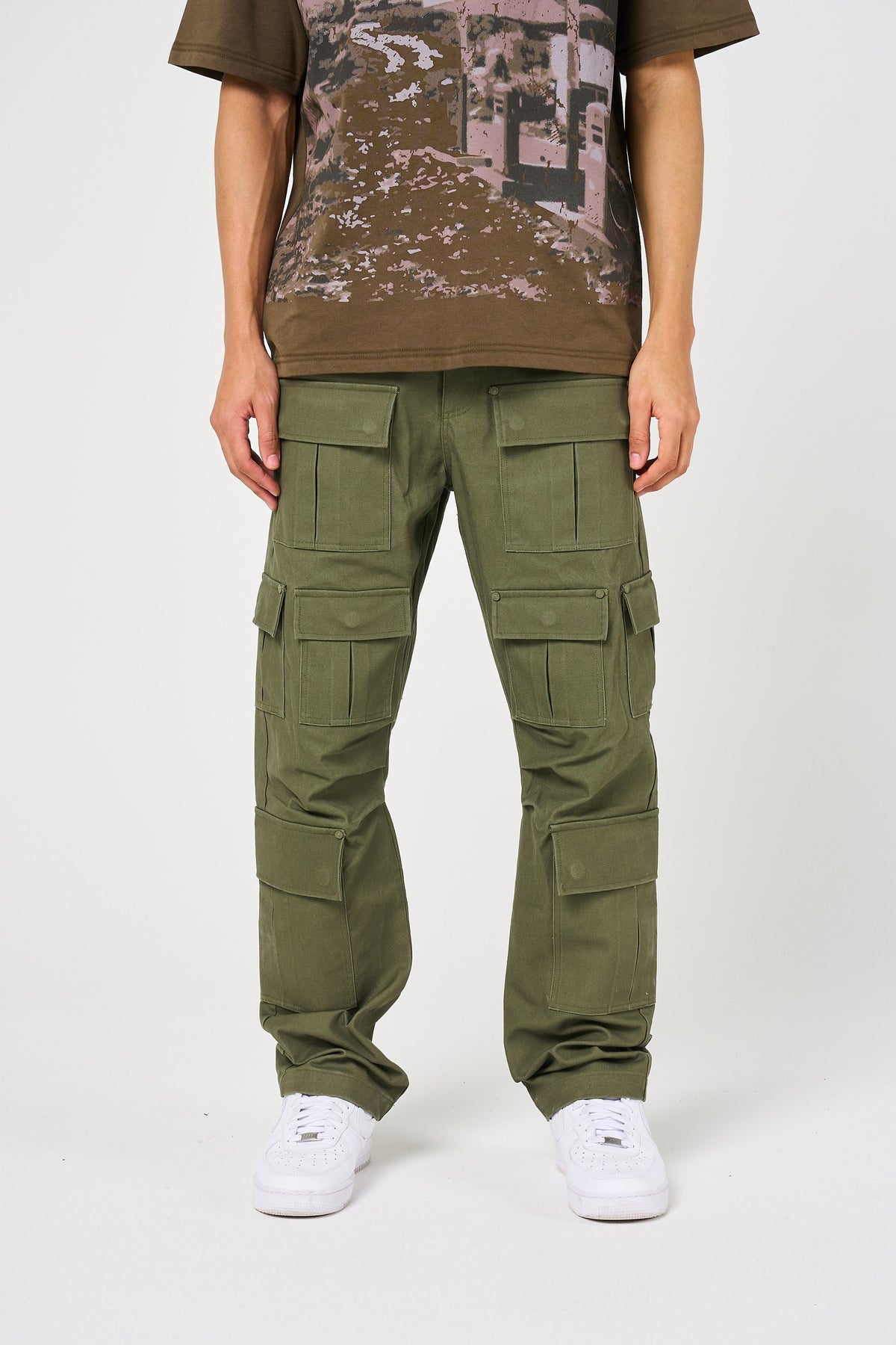 Pantalons lourds à poches Terron vert olive