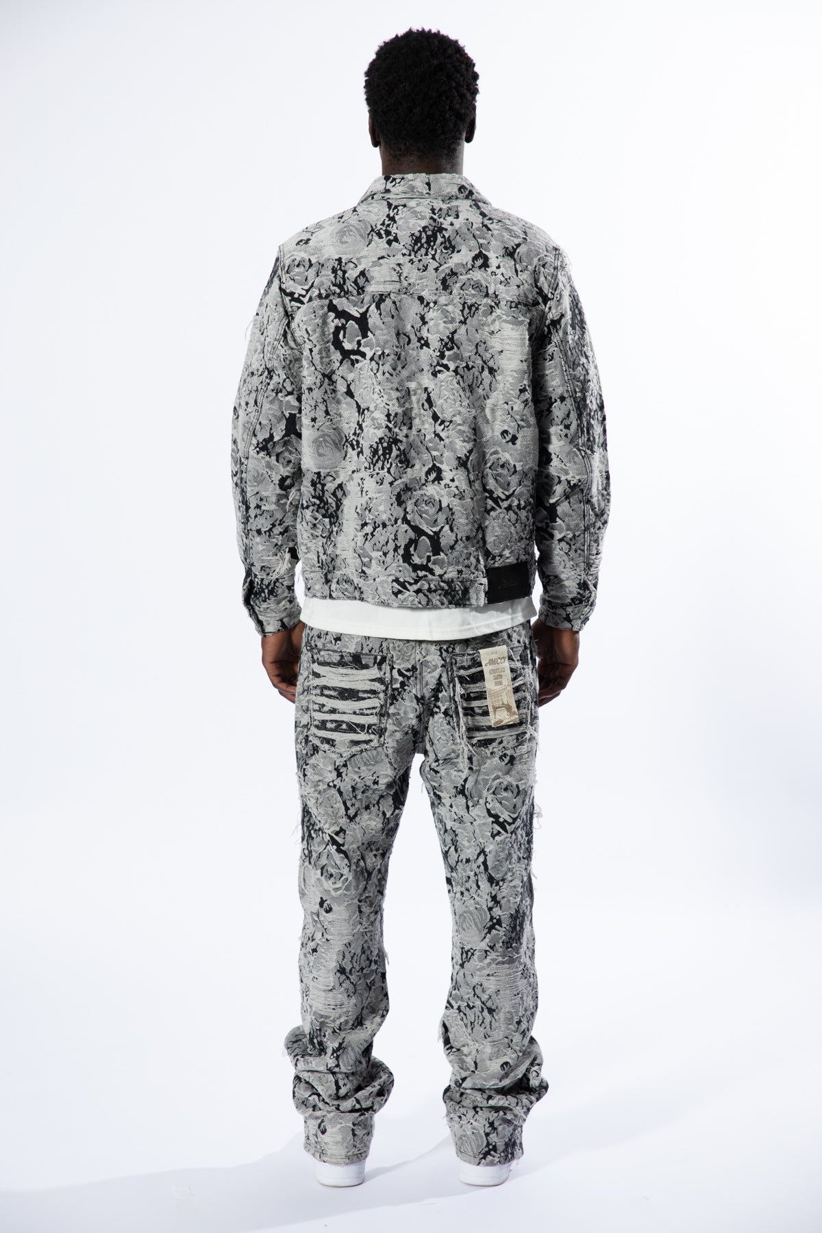 Amelio Jean en Denim Jacquard Noir