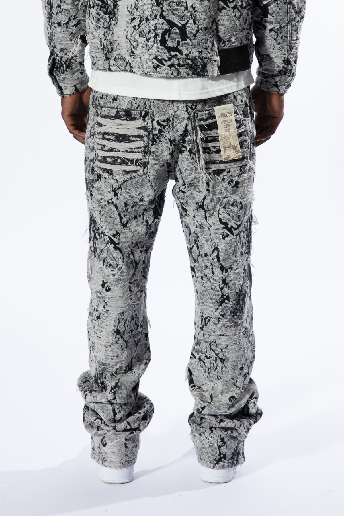 Amelio Jean en Denim Jacquard Noir