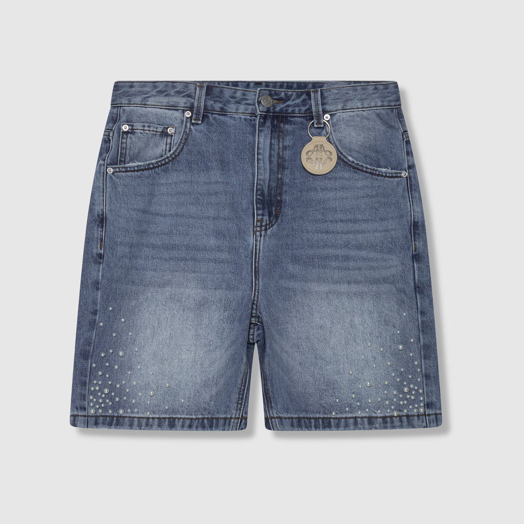 Akoya Pearl Denim Shorts Blue