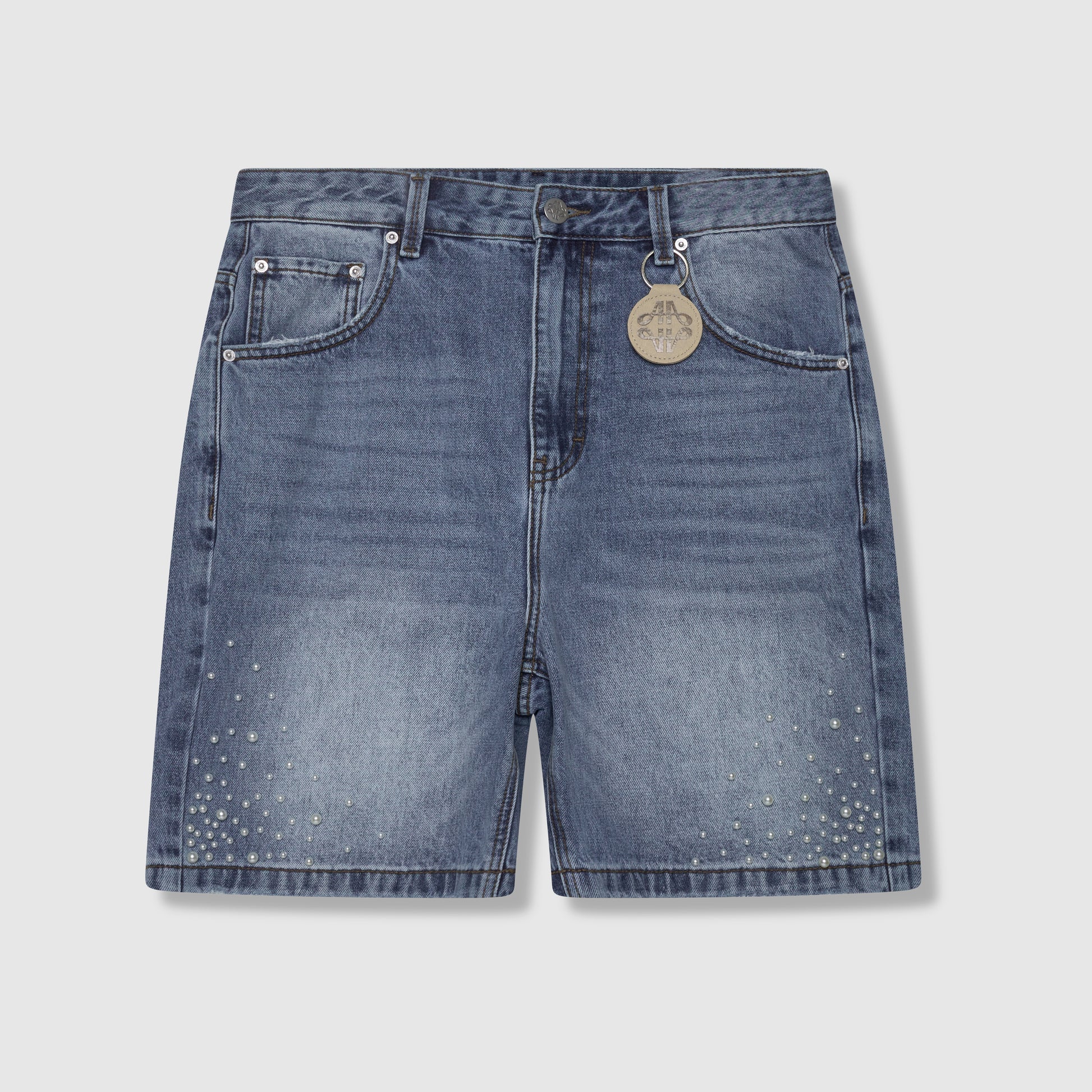 Akoya Pearl Denim Shorts Blue
