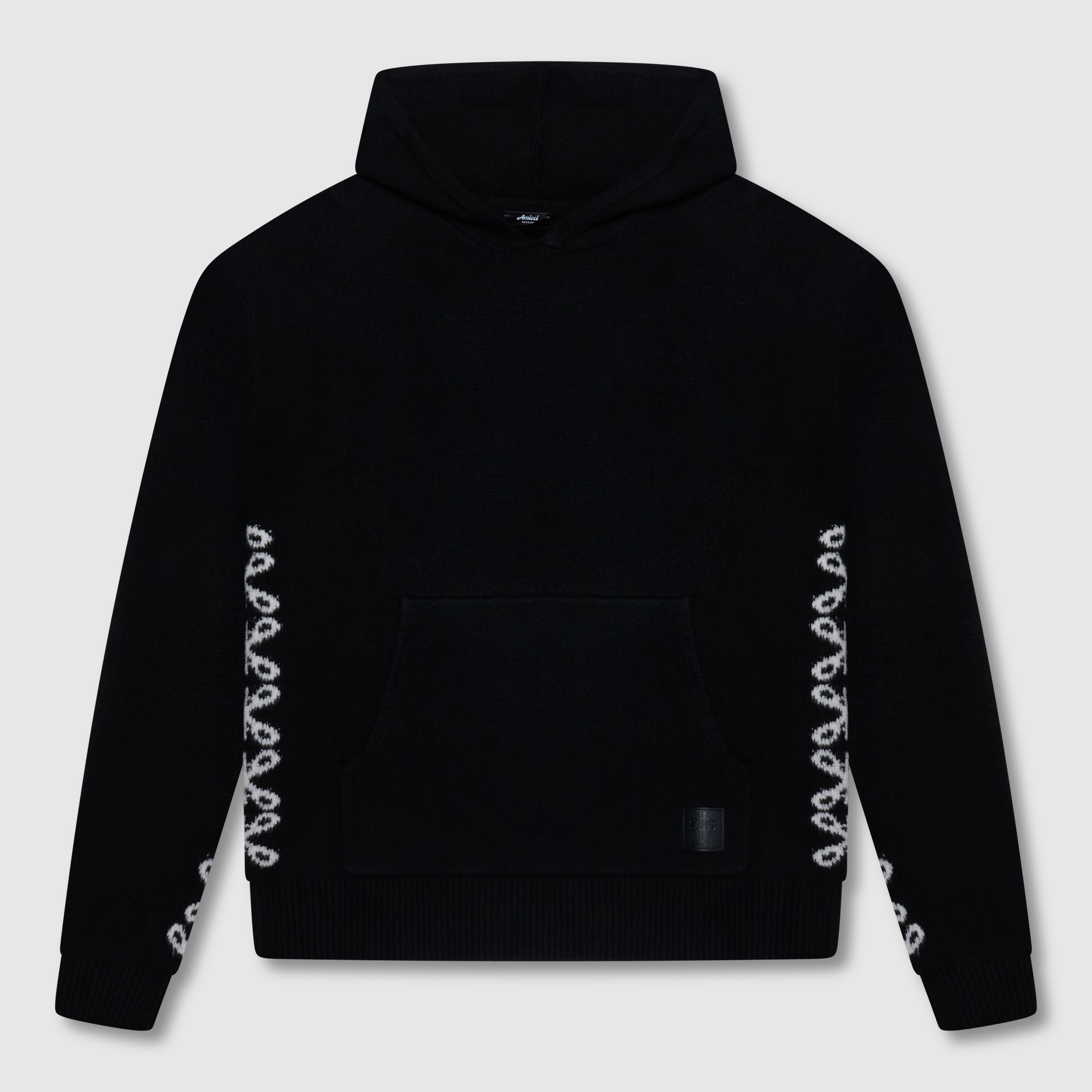 Merino Knitwear Black Hoodie