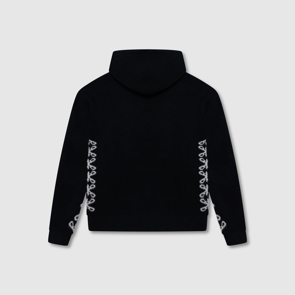 Merino Knitwear Black Hoodie