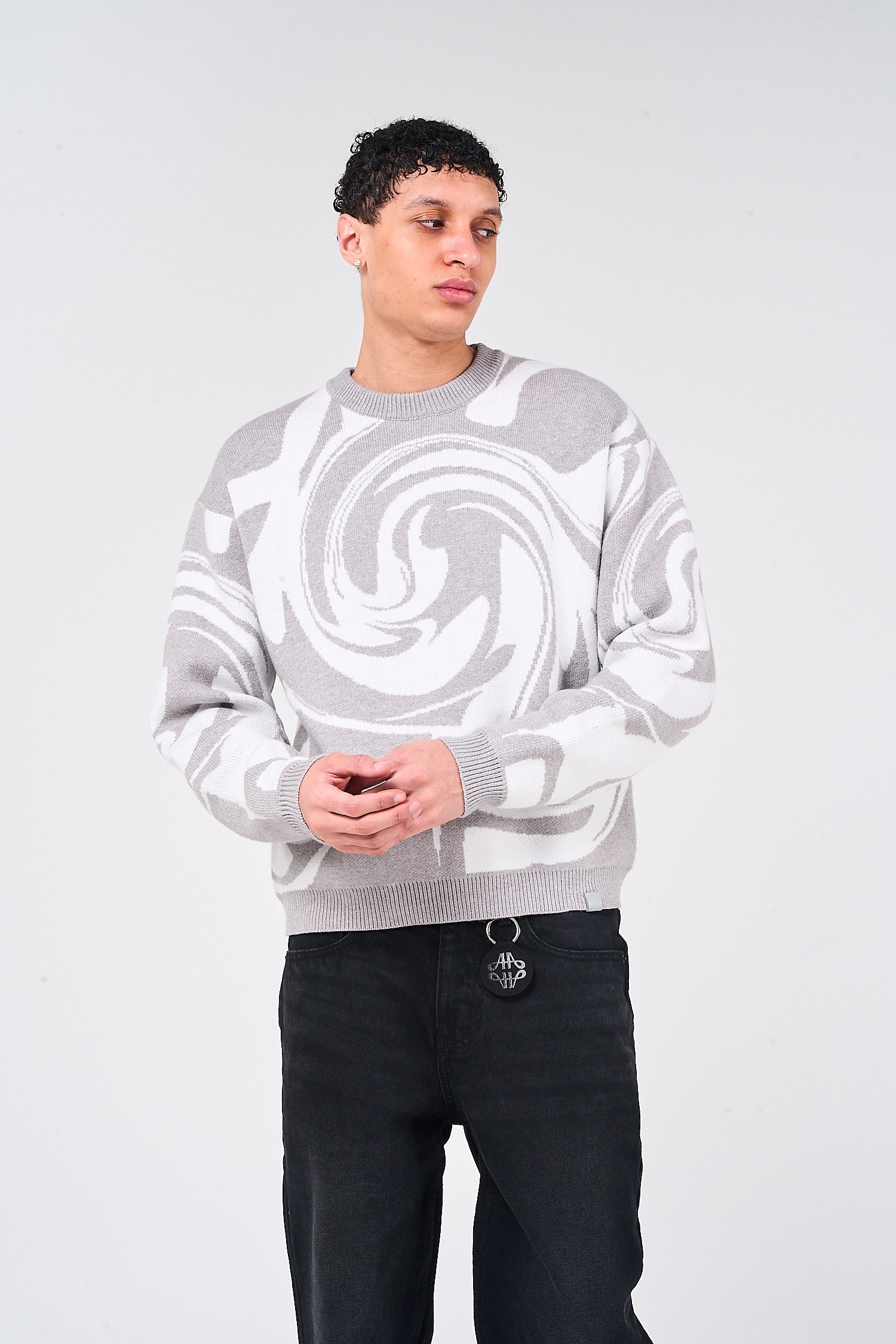 Pierce Grey Knitted Sweatshirt