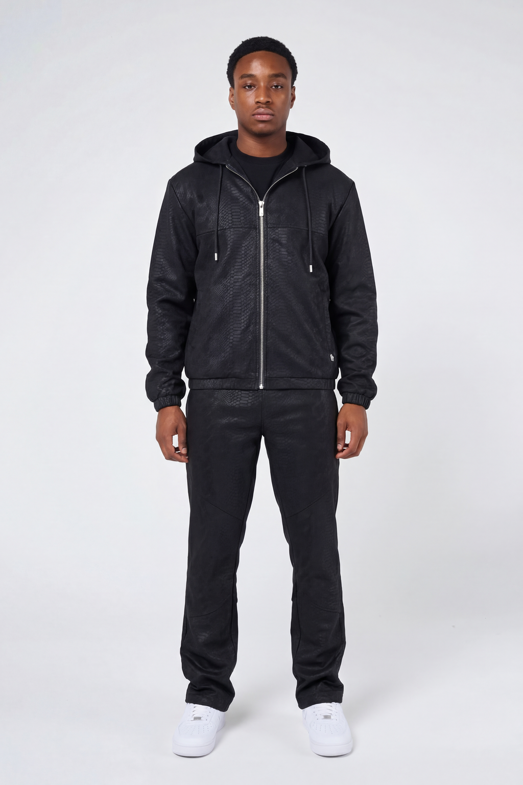 Isandro Black Croc Leather Pants