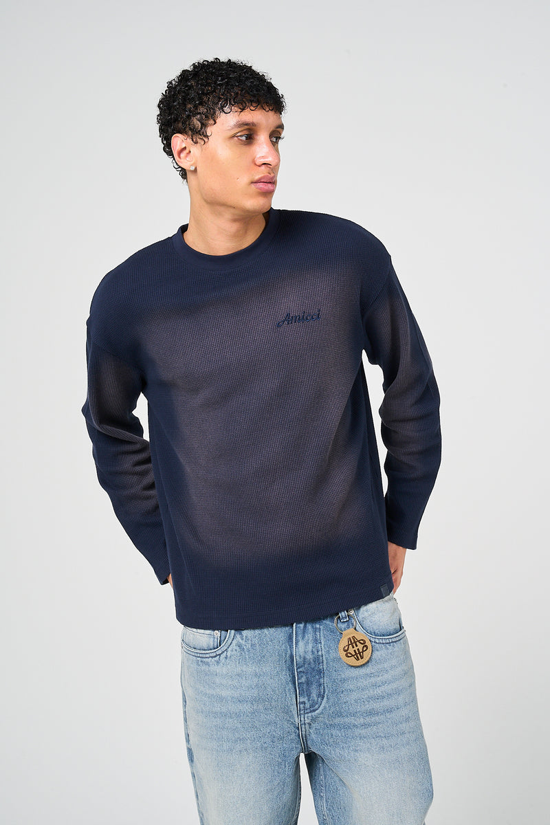 Pandan Marine Wafel T-shirt Lange Mouw