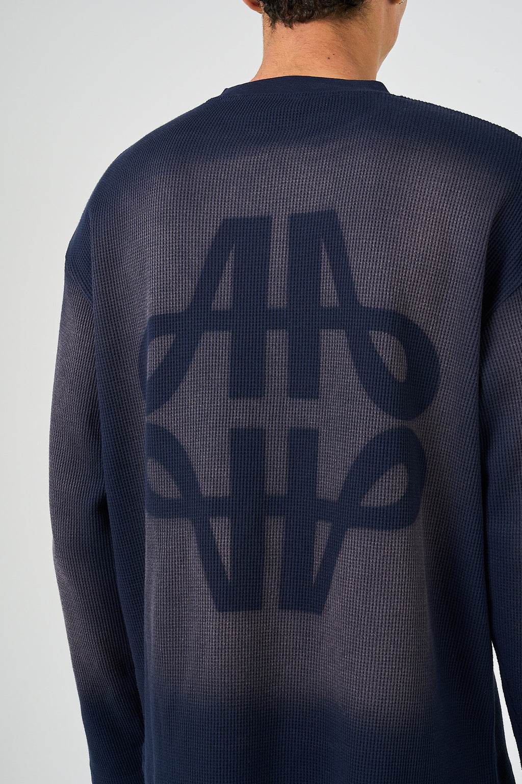 Pandan Navy Waffle Long Sleeve T Shirt